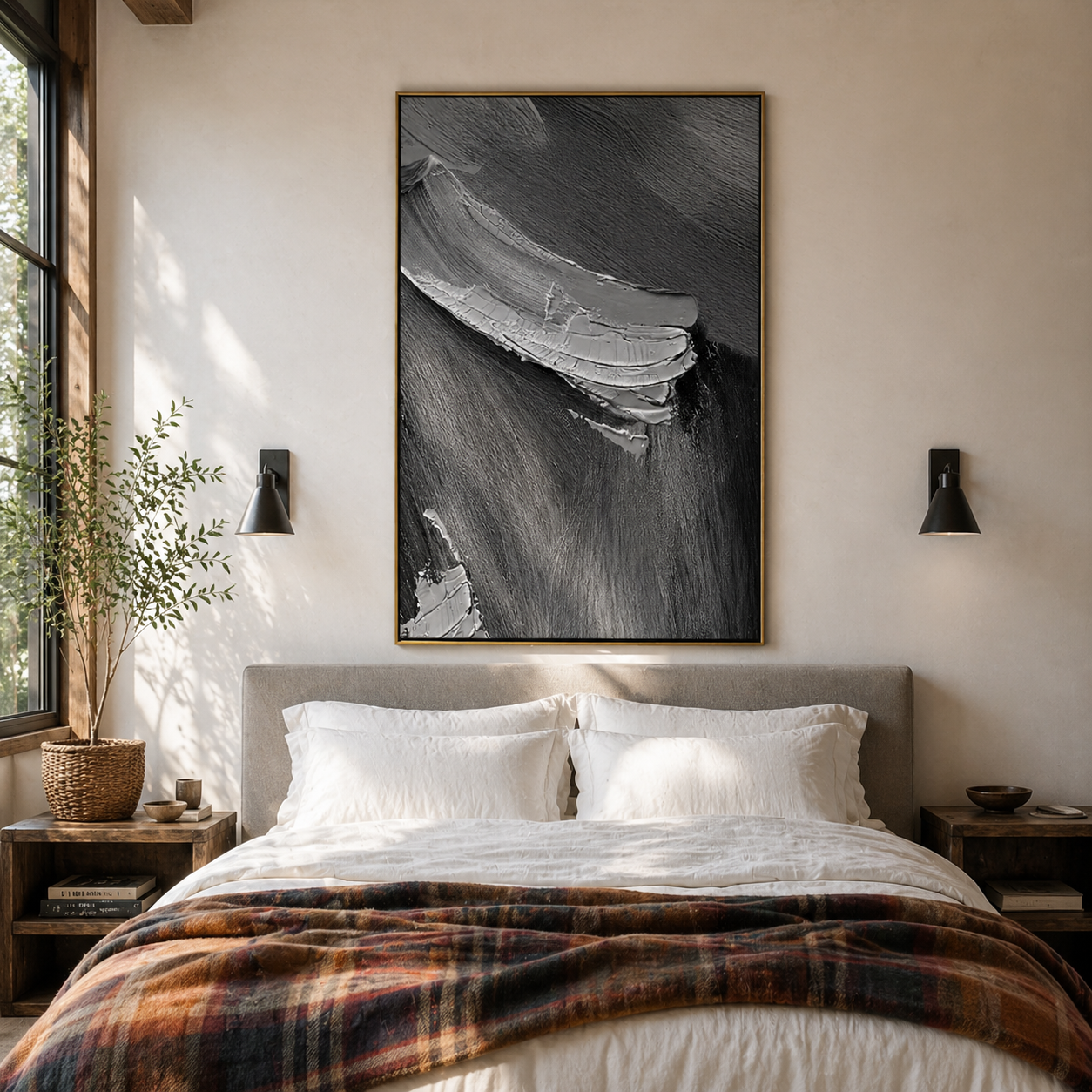 "Charcoal Surge" – Extreme 3D Brutalist Heavy Impasto | Modern Noir Statement Art