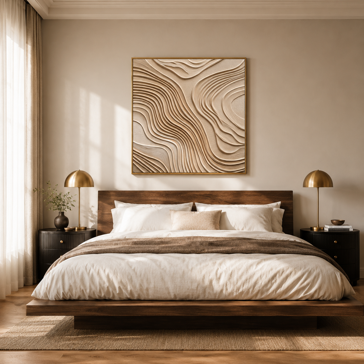 "Serene Strata" – Modern 3D Minimalist Topographic Relief | Sophisticated Japandi Statement Art