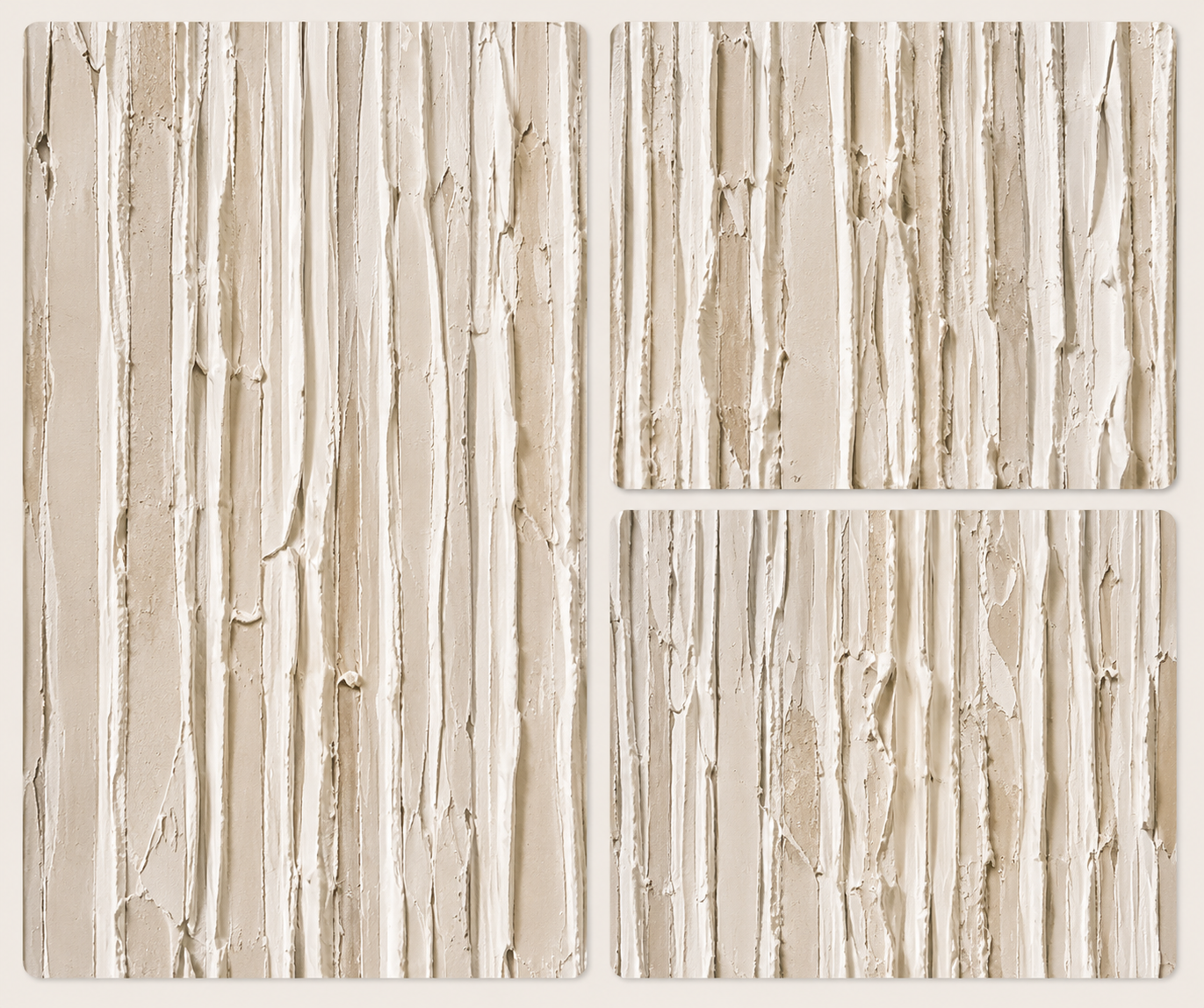 "Quiet Strata" - 3D Minimalist Plaster Line Relief | Ivory White Square Textured Art