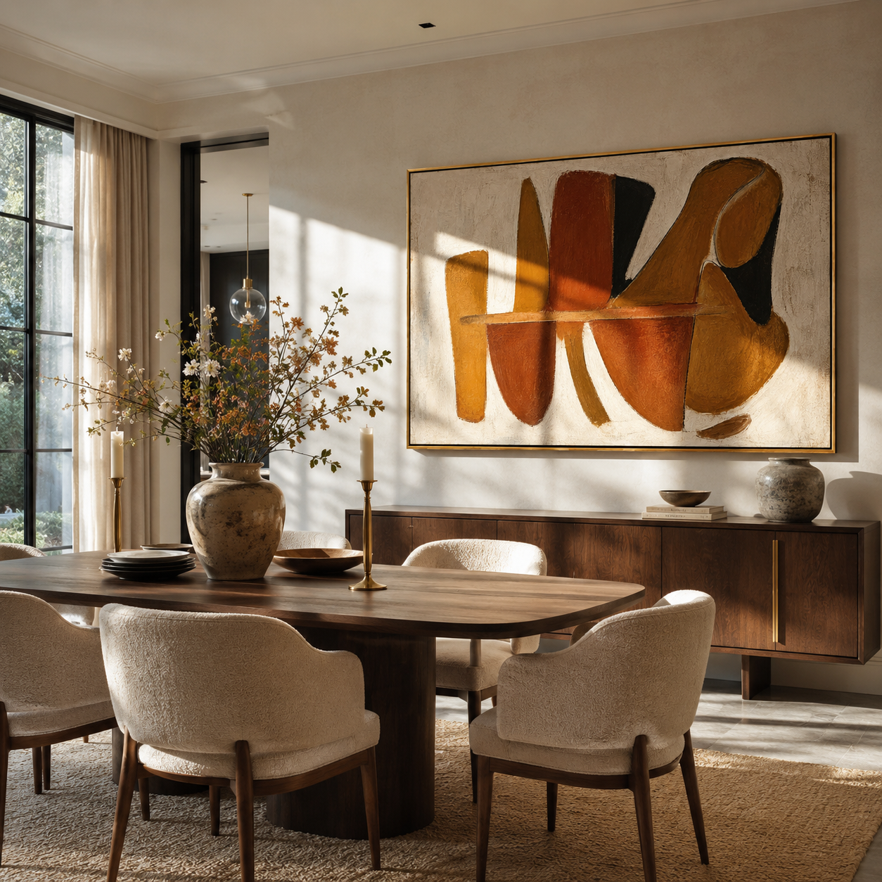 "Terra Forms" - Mid-Century Modern Abstract | Terracotta & Ochre Earth-Tone Statement Art