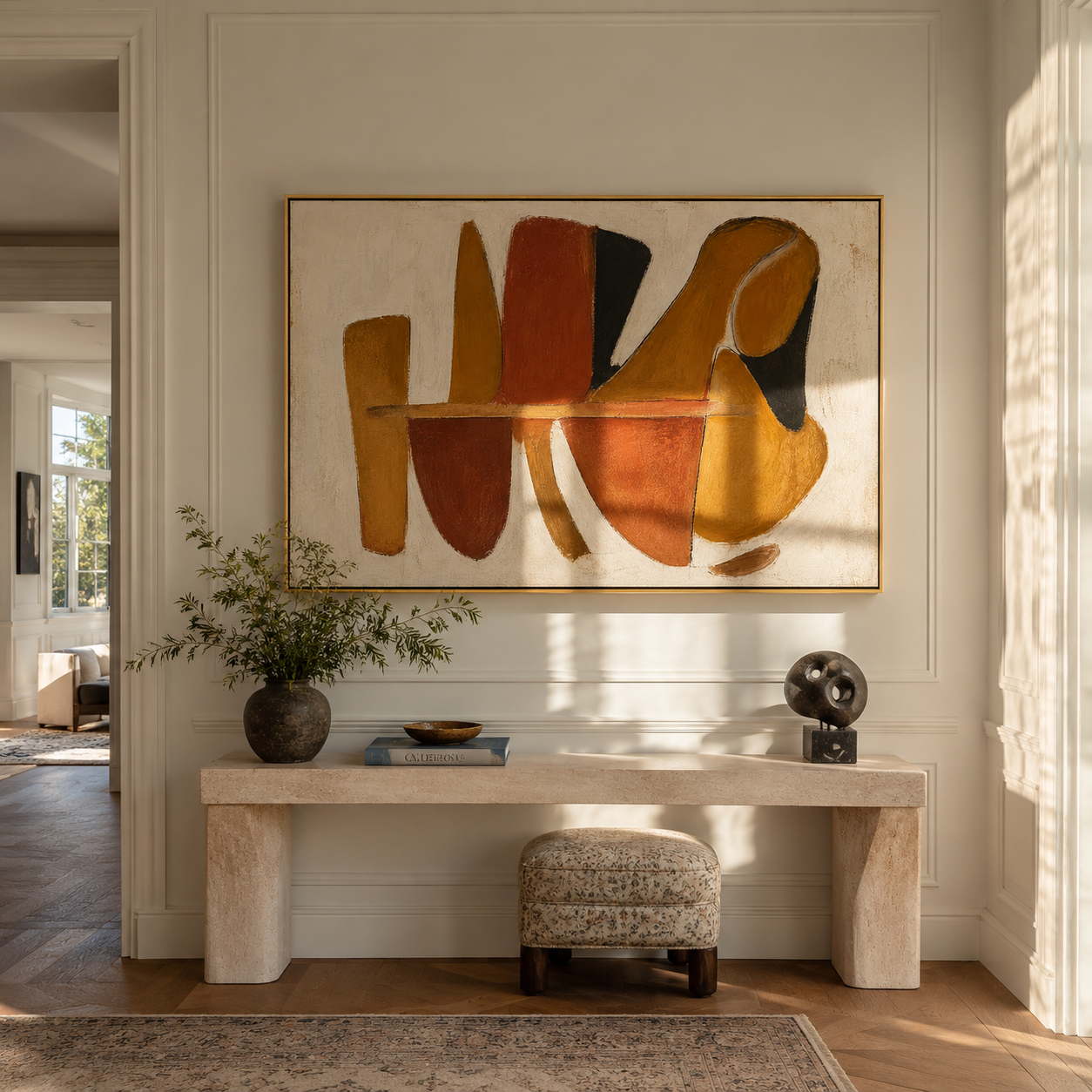 "Terra Forms" - Mid-Century Modern Abstract | Terracotta & Ochre Earth-Tone Statement Art