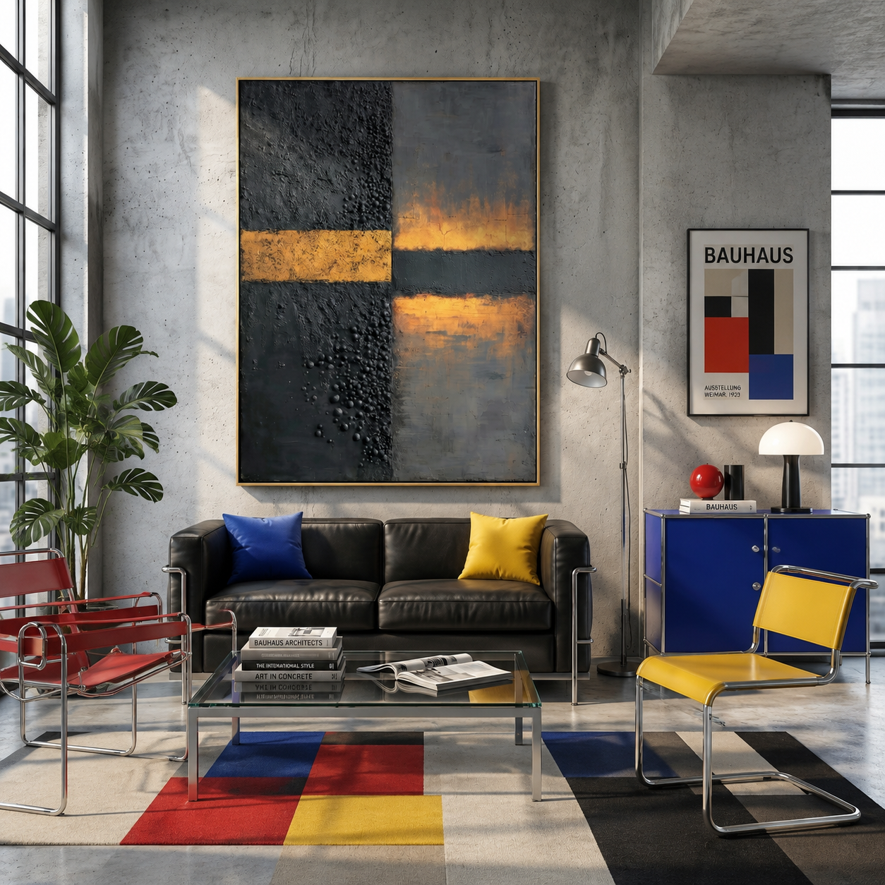 "Golden Horizon Contrast" – Modern Heavy Impasto Abstract | 3D Black & Gold Palette Knife Painting | Luxury Vertical Wall Art#PT 008