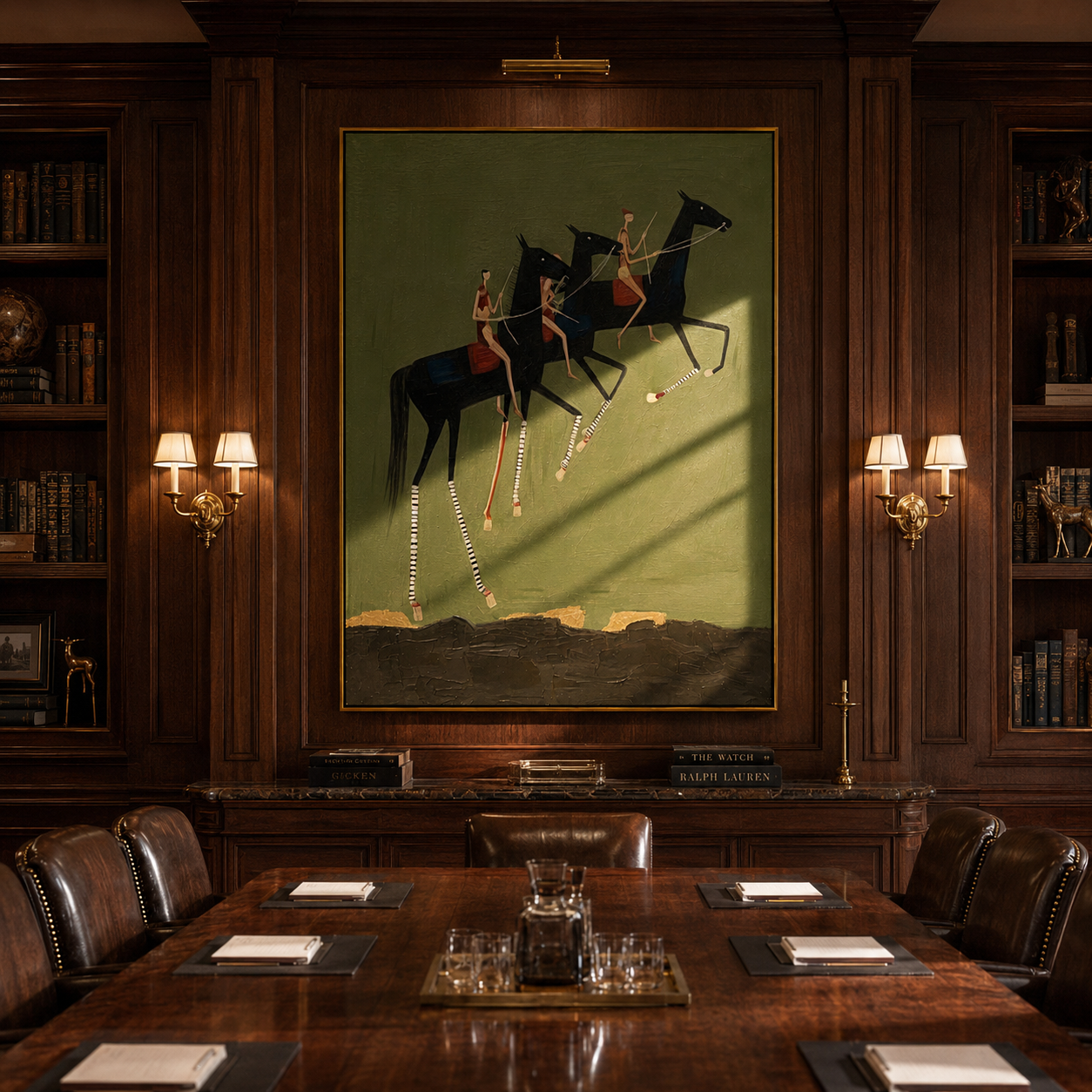 "Three Riders in Motion" – Abstract Folk Impasto Artwork | Bold Equestrian Wall Decor | Contemporary Vertical Statement Piece #AB 005
