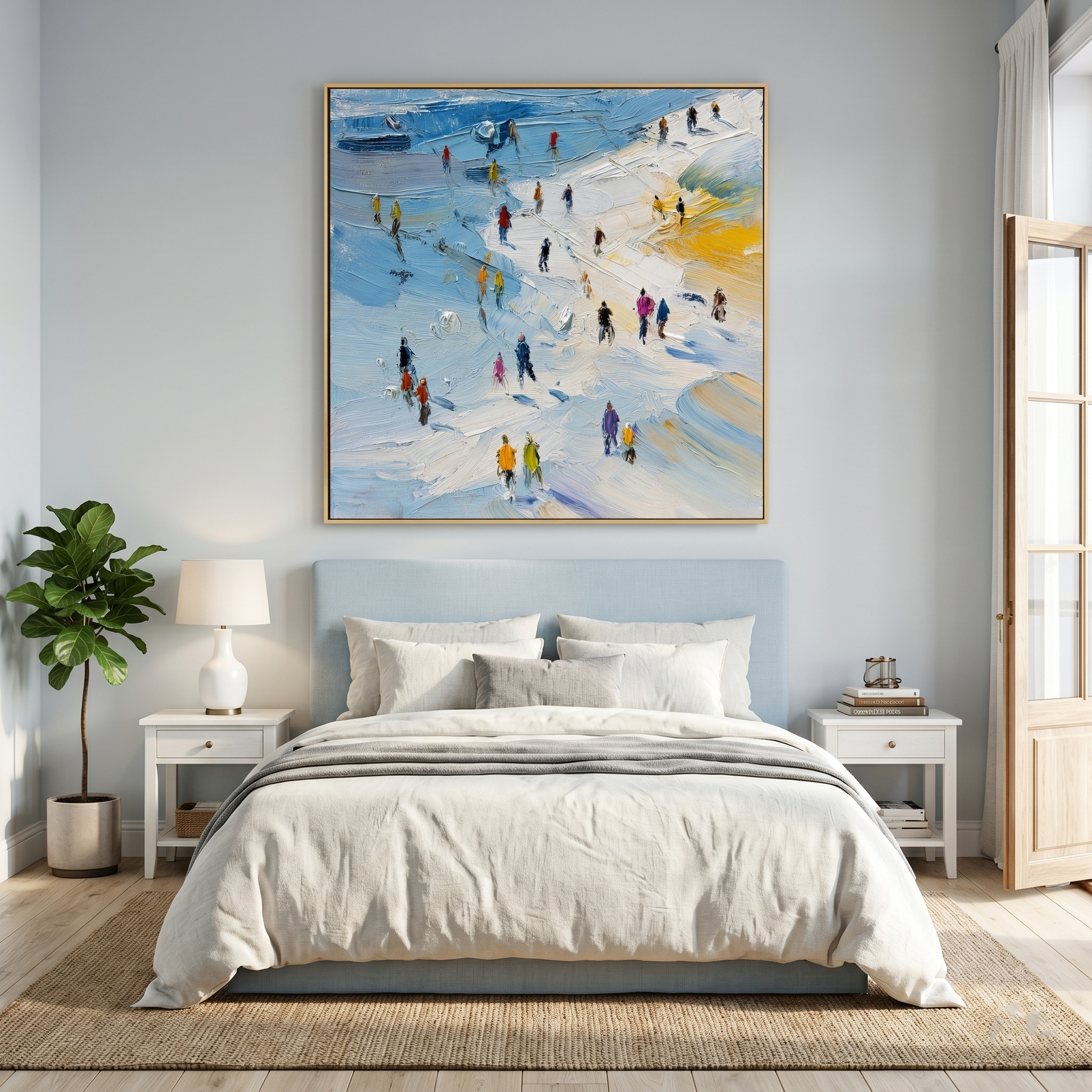 "Midsummer Pulse" – Impressionist Beach Crowd Impasto | Modern Coastal Life Statement Art