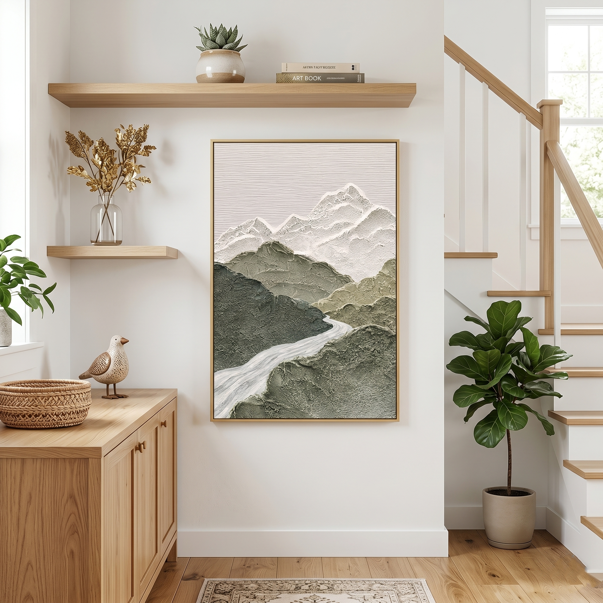 "Obsidian Ridge" – Extreme 3D Noir & Gold Heavy Impasto | Horizontal Statement Art