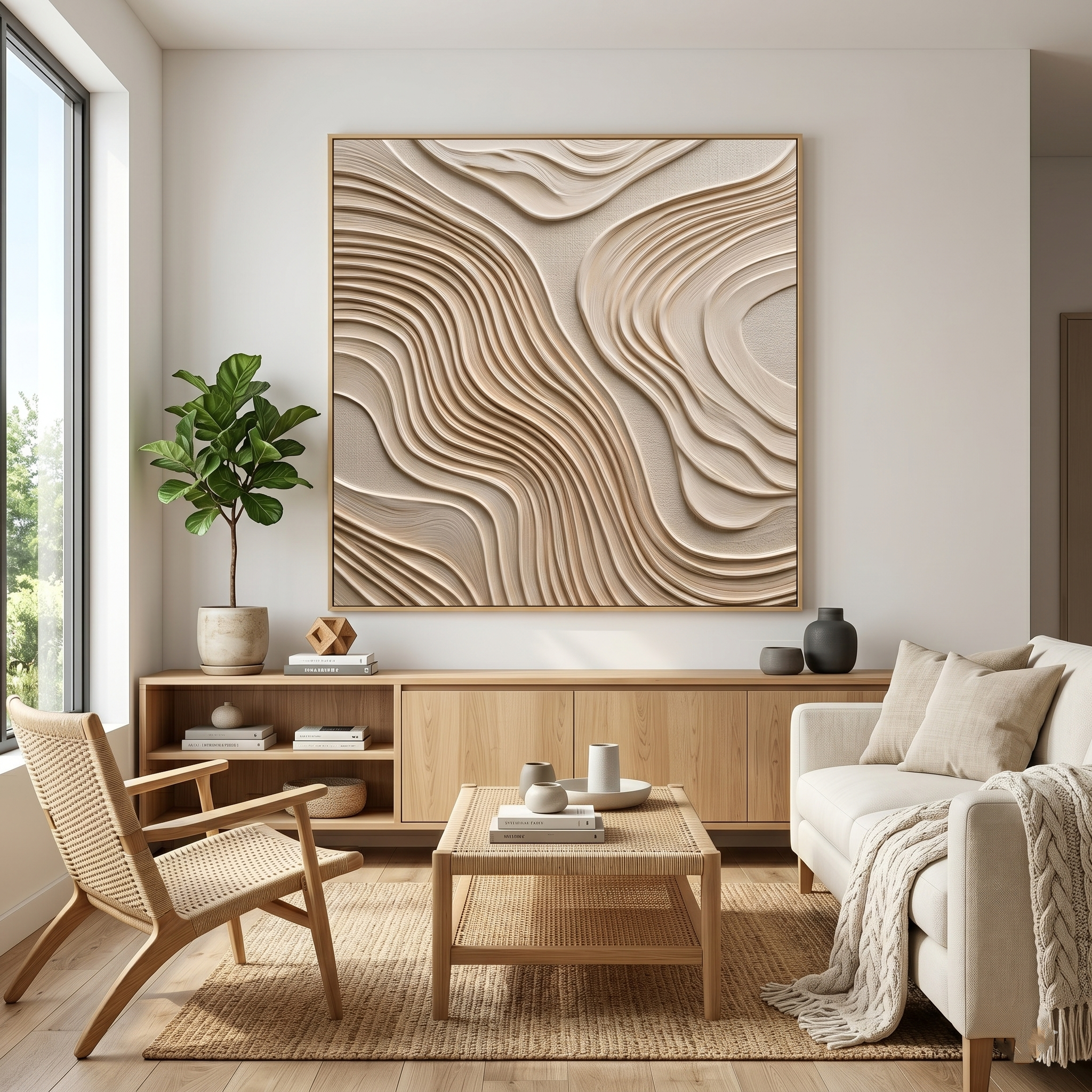 "Serene Strata" – Modern 3D Minimalist Topographic Relief | Sophisticated Japandi Statement Art