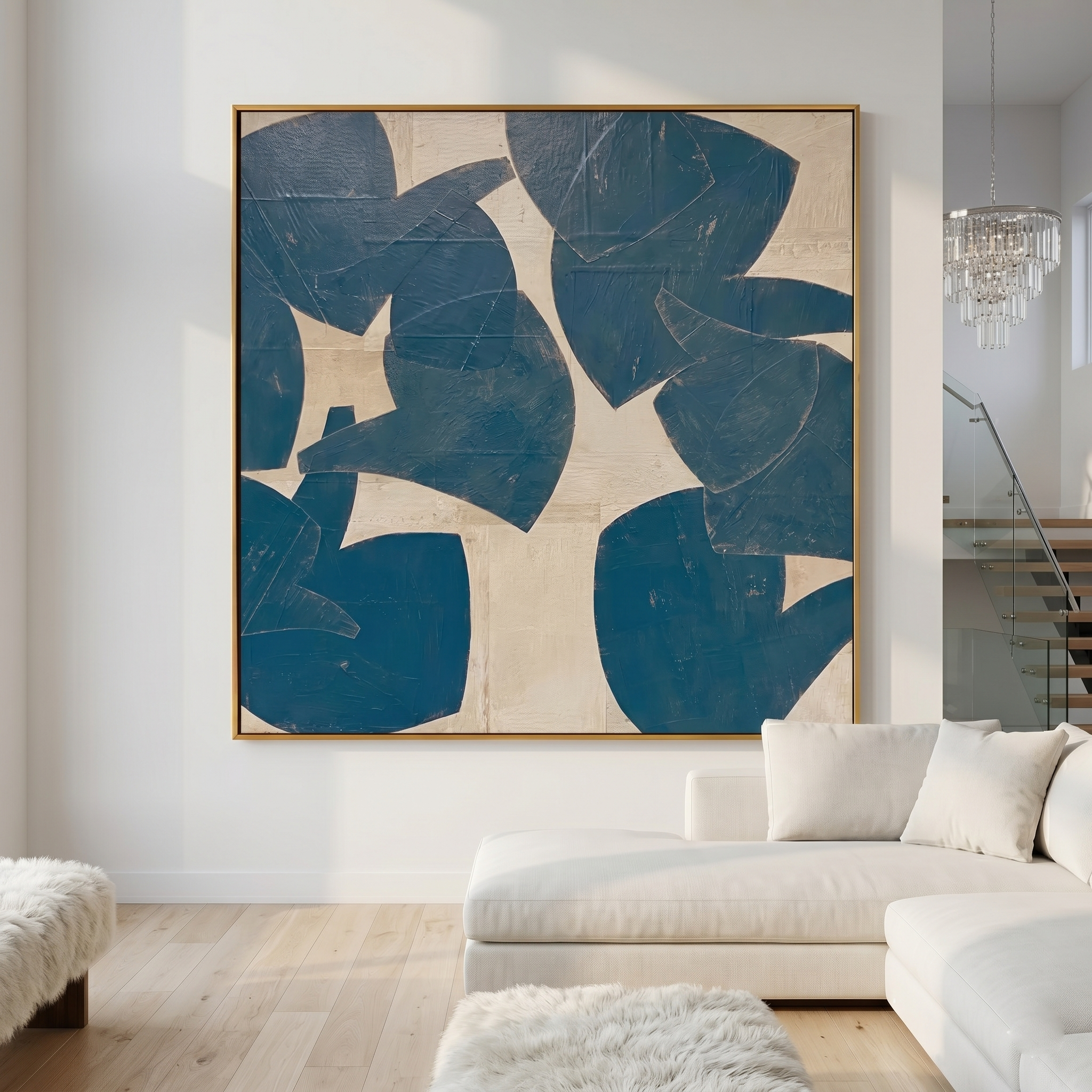 "Primary Rhythm" – Bold High-Gloss Abstract Expressionist Canvas | Modern Living Room Statement Art