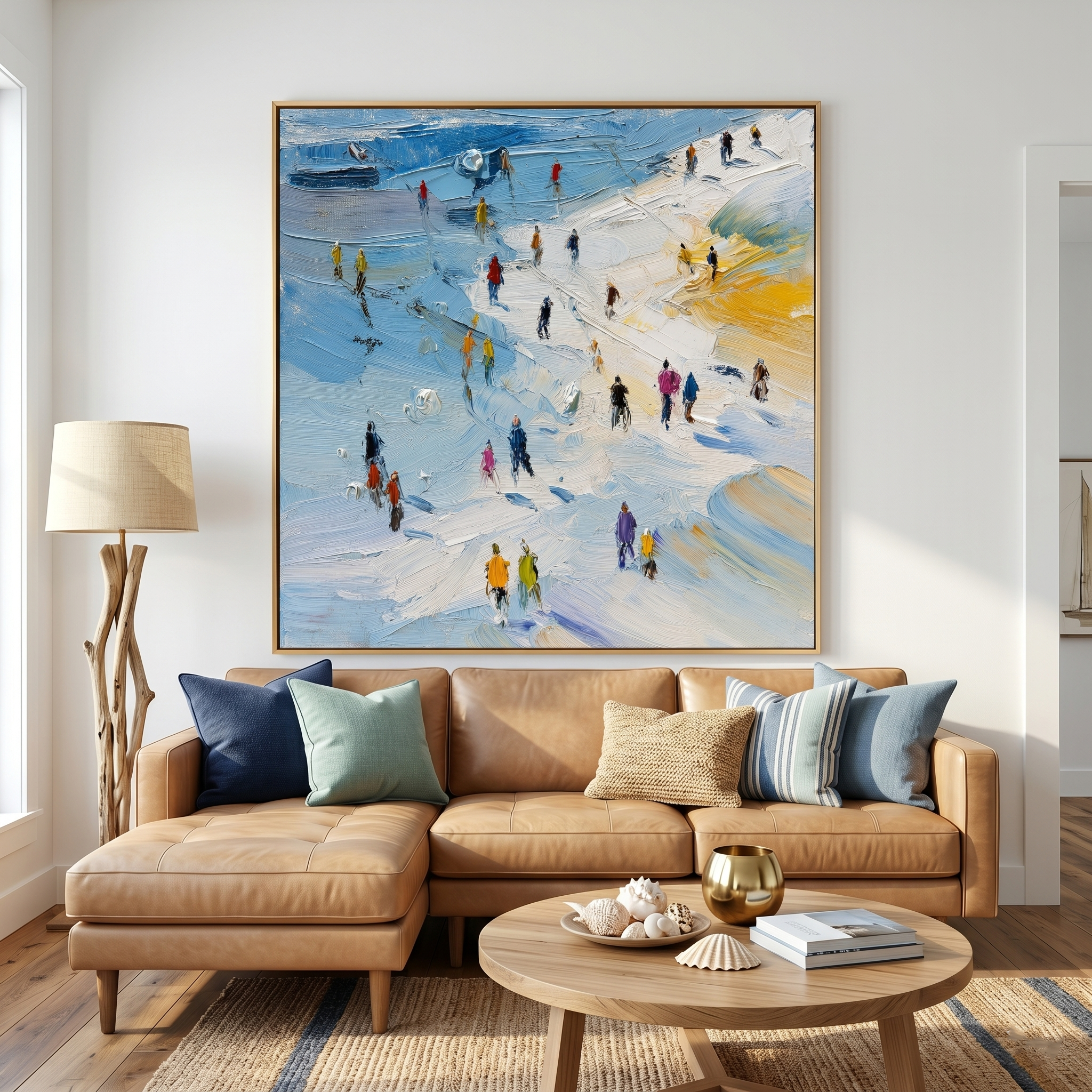 "Midsummer Pulse" – Impressionist Beach Crowd Impasto | Modern Coastal Life Statement Art