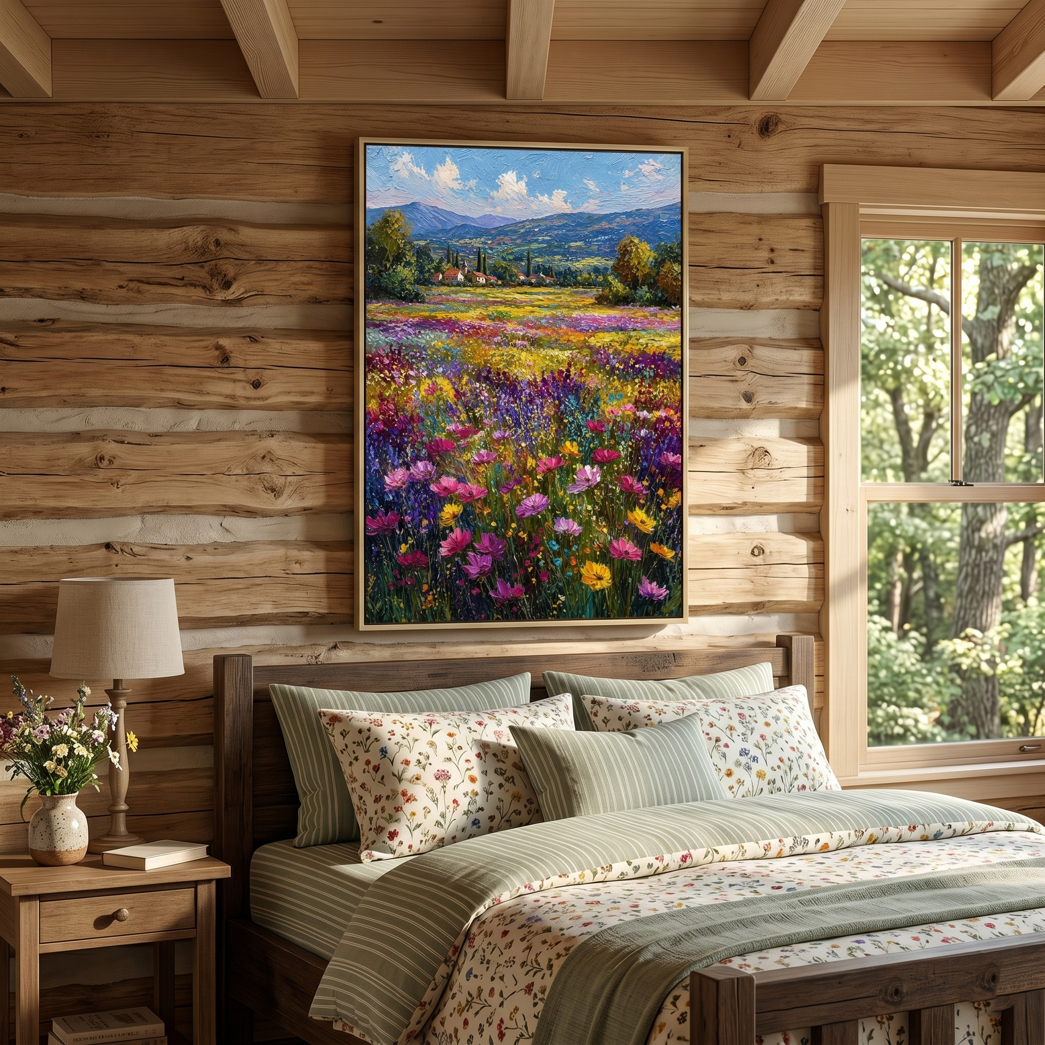 "Valley Symphony" – Modern 3D Heavy Impasto Wildflower Landscape | Vibrant Floral Statement Art