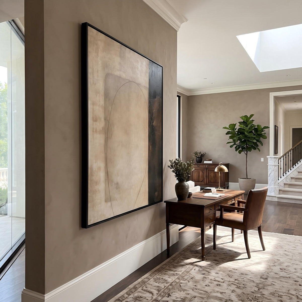 "Earth‑Tone Minimalist Abstract" - Modern Heavy Impasto Abstract Artwork | White Palette Knife Painting | Luxury Vertical Wall Art #YK 1562