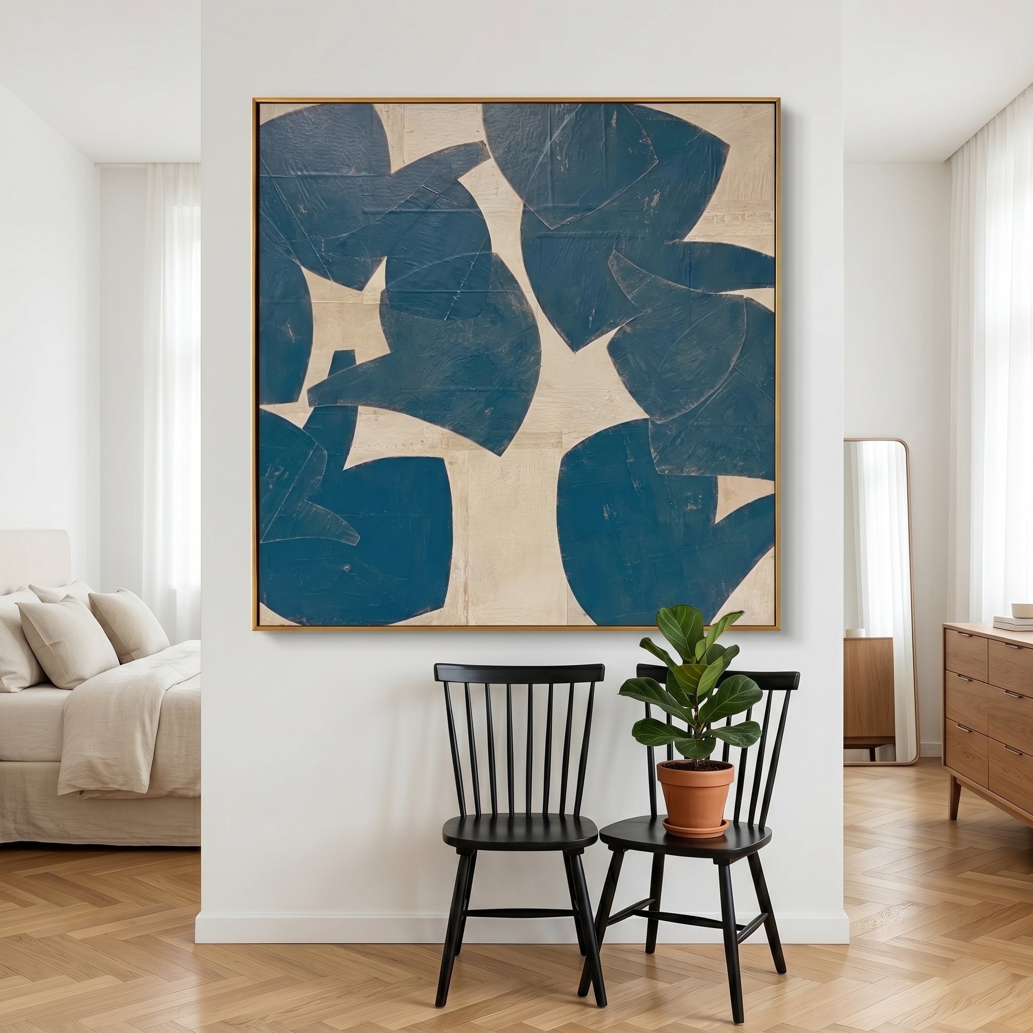 "Primary Rhythm" – Bold High-Gloss Abstract Expressionist Canvas | Modern Living Room Statement Art