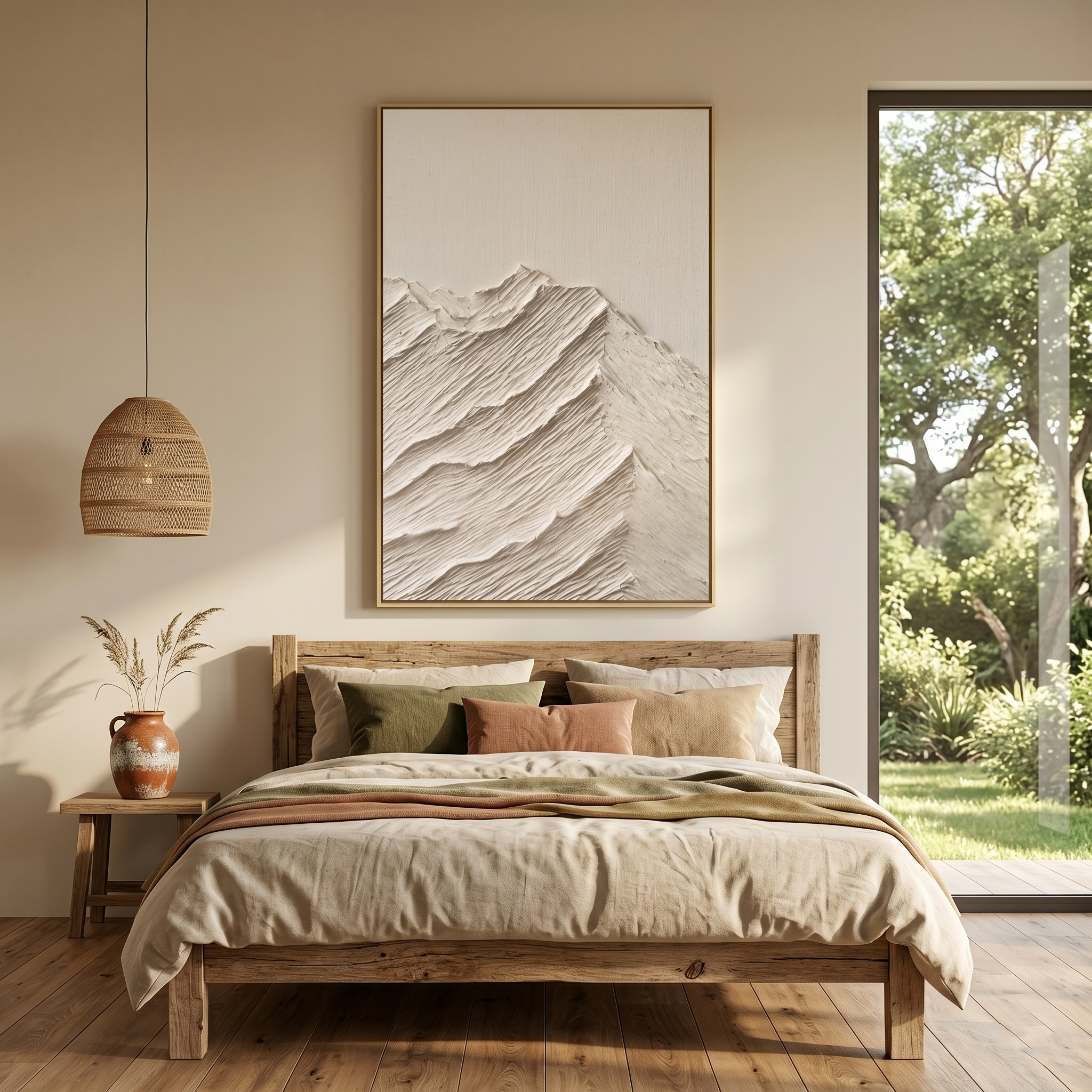"Summit Silence" – 3D Heavy Impasto Mountain Relief | Vertical Minimalist Statement Art