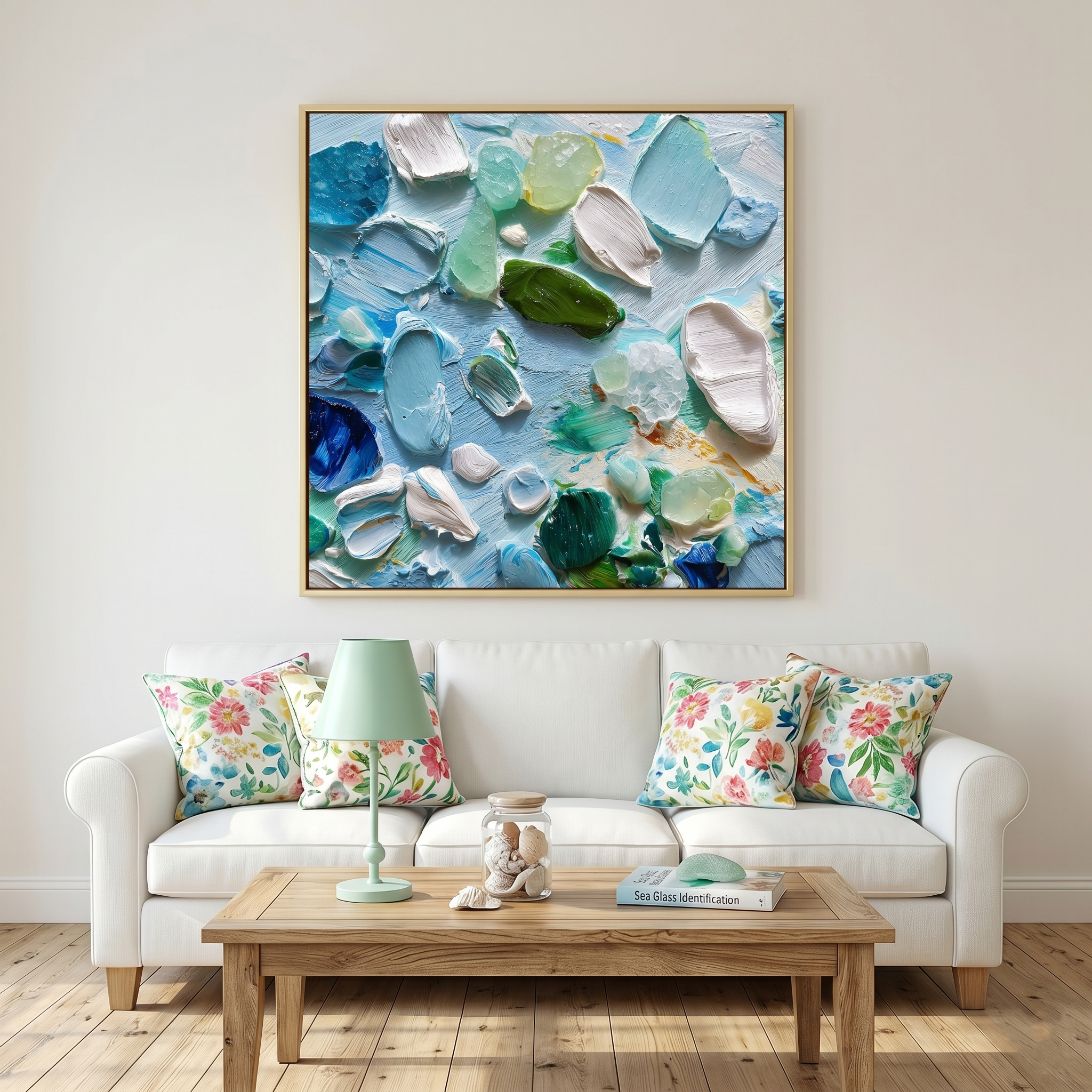 "Tidal Fragments" – Modern 3D Sea Glass Impasto Relief | Refreshing Coastal Mosaic Art