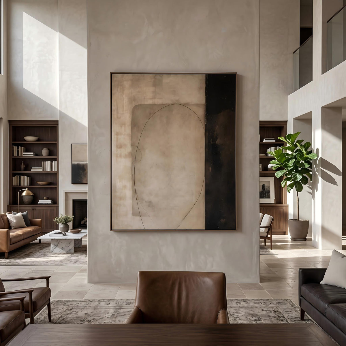 "Earth‑Tone Minimalist Abstract" - Modern Heavy Impasto Abstract Artwork | White Palette Knife Painting | Luxury Vertical Wall Art #YK 1562