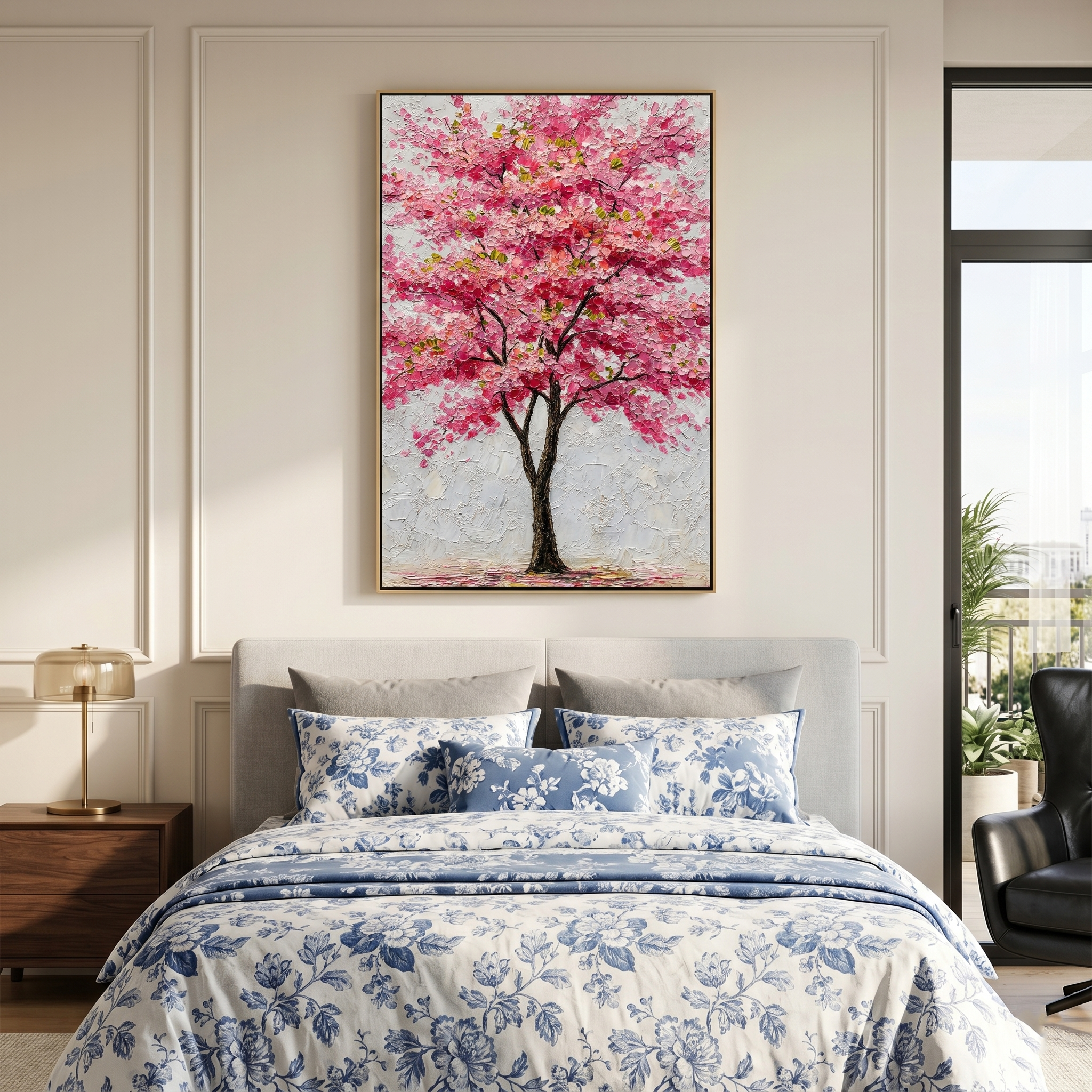 "Sakura Majesty" – Modern 3D Heavy Impasto Pink Tree Relief | Elegant Botanical Statement Art