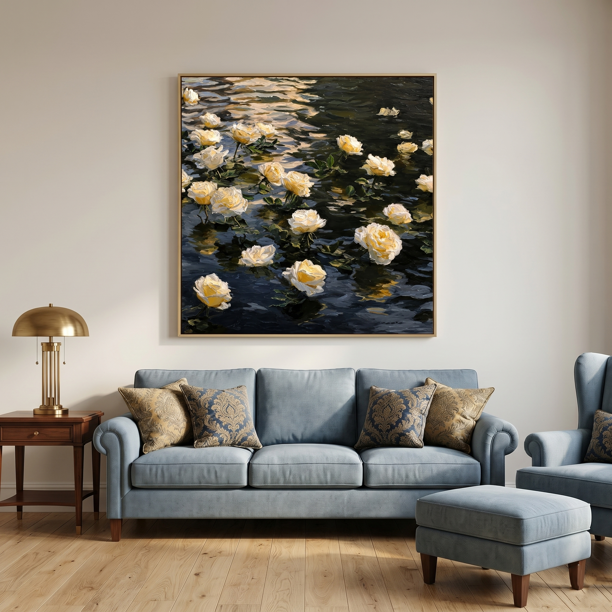"Midnight Drift" – Modern 3D Heavy Impasto Floating Rose Relief | Sophisticated Romantic Statement Art