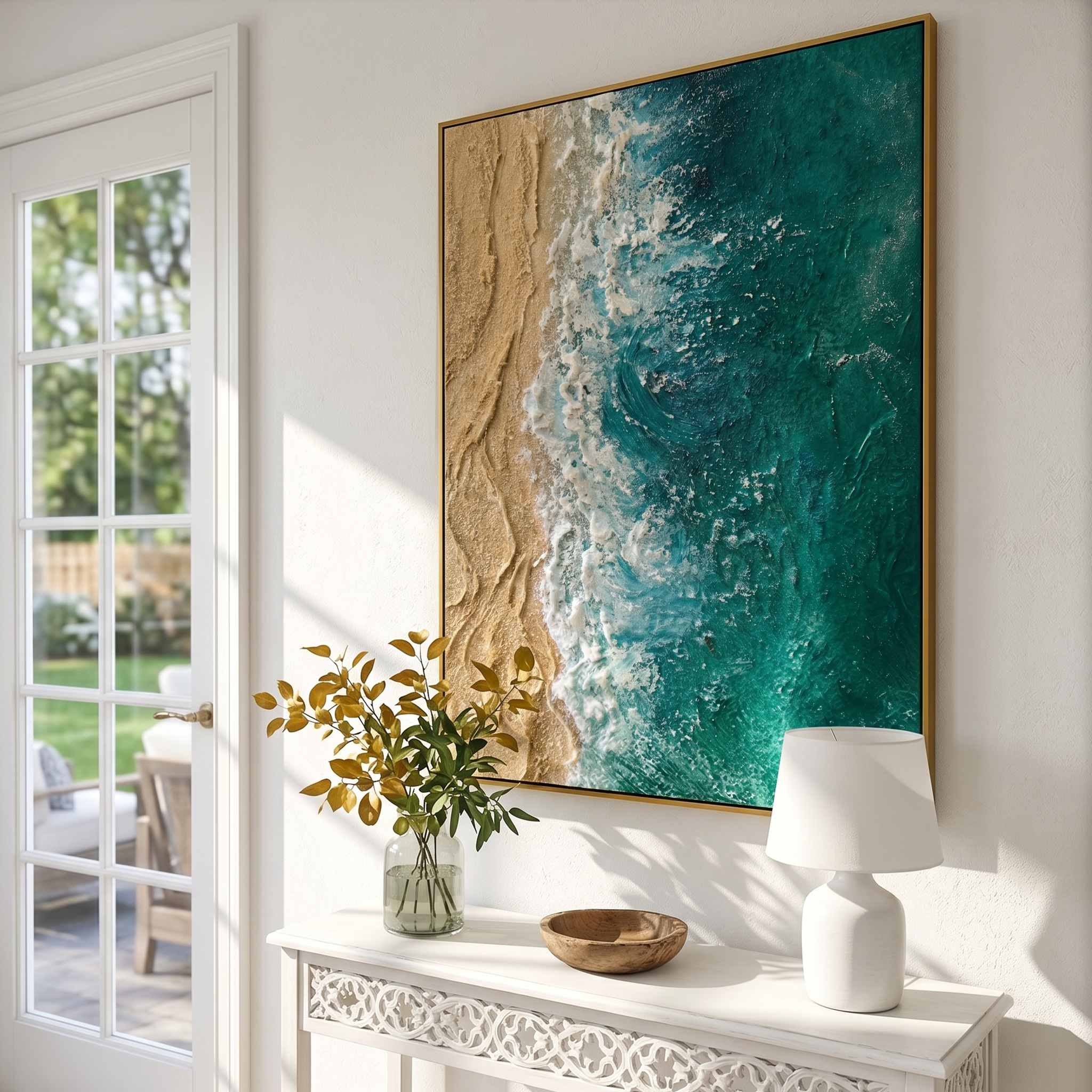 "Dreamy Reflections" – Modern Stylized Forest & Water Canvas | Serene Wilderness Decor