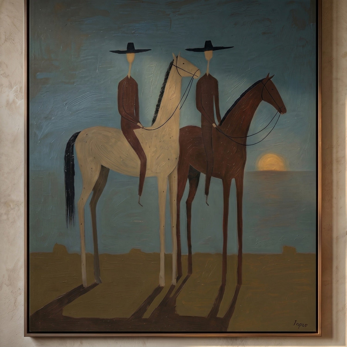"SunSet Riders" - Modern Heavy Impasto Abstract Artwork | Beige Palette Knife Painting | Luxury Vertical Wall Art #YK 1591
