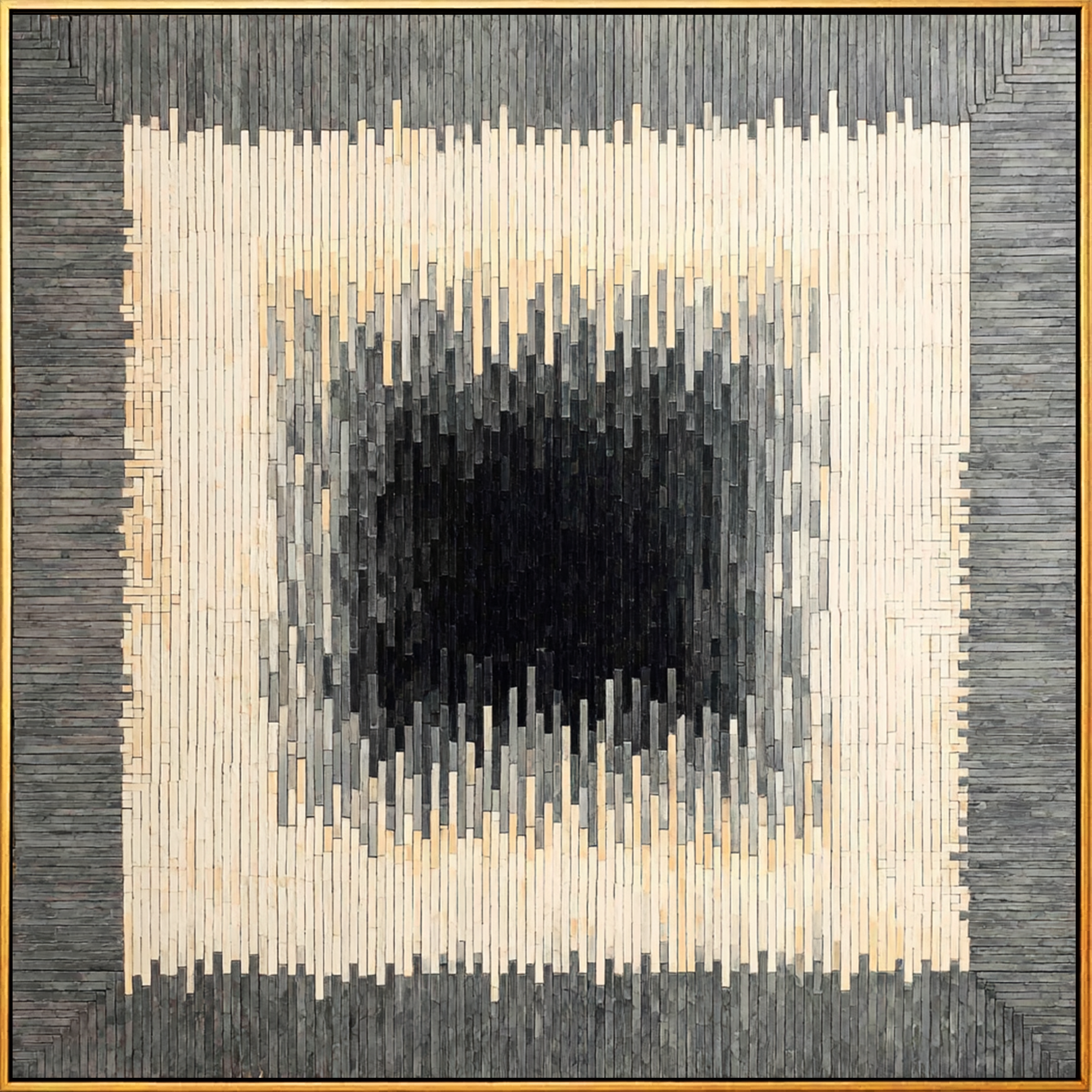 "Centrifugal Rhythm" – Tactile Neutral-Tone Abstract Art | Grayscale Gradient Tiled Wall Decor | Contemporary Square Statement Piece# PT 016