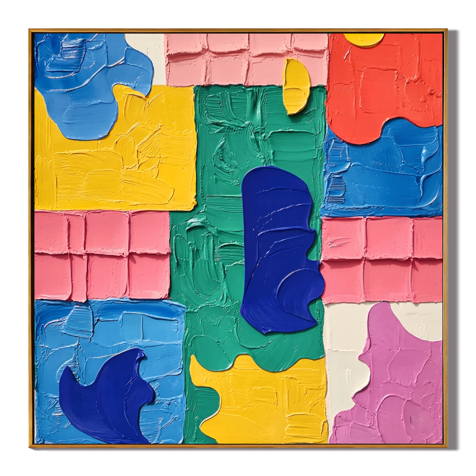 "Tactile Joy" – Geometric Pop Art Heavy Impasto Canvas Art | Contemporary Studio Wall Decor