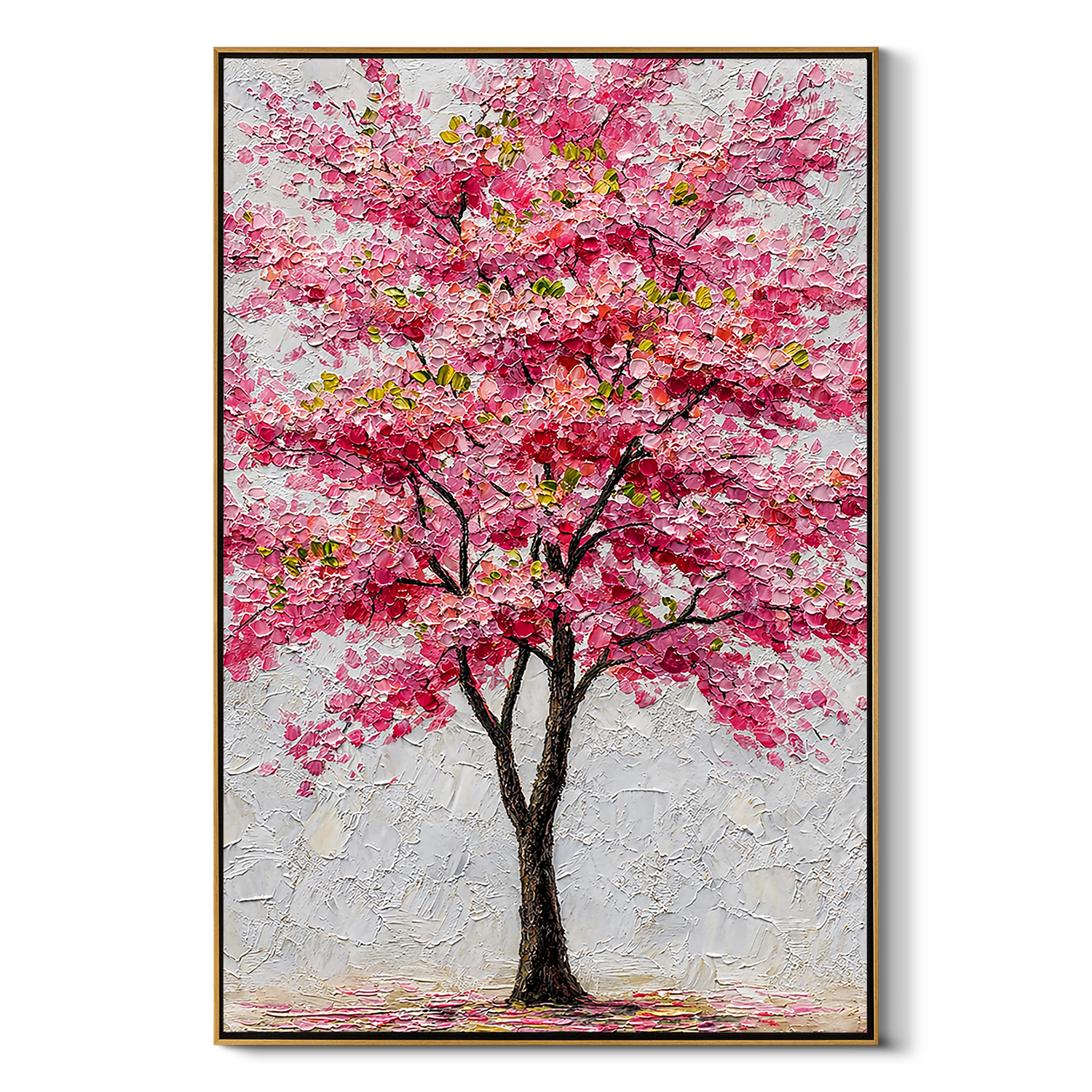 "Sakura Majesty" – Modern 3D Heavy Impasto Pink Tree Relief | Elegant Botanical Statement Art