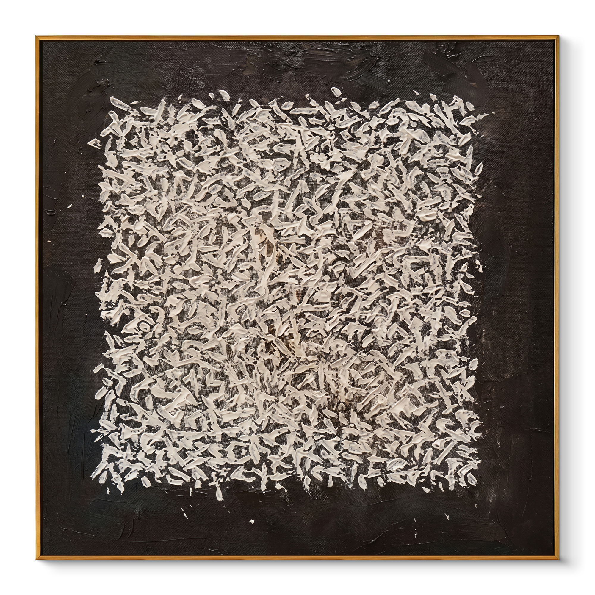 "Grounded Order" – Wabi-Sabi Geometric Stucco Impasto Painting | Sophisticated Statement Wall Art