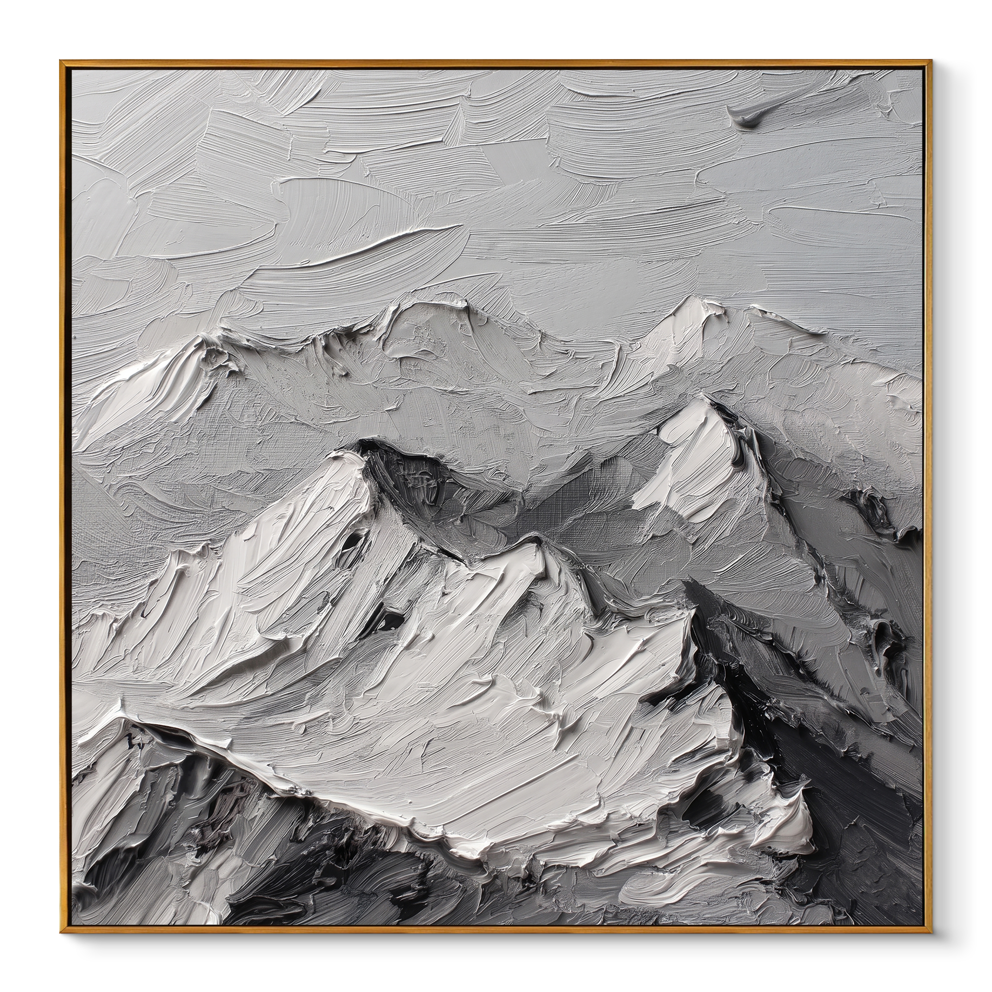 "Alpine Echo" – Extreme 3D Minimalist Mountain Relief | Stoic Monochrome Statement Art