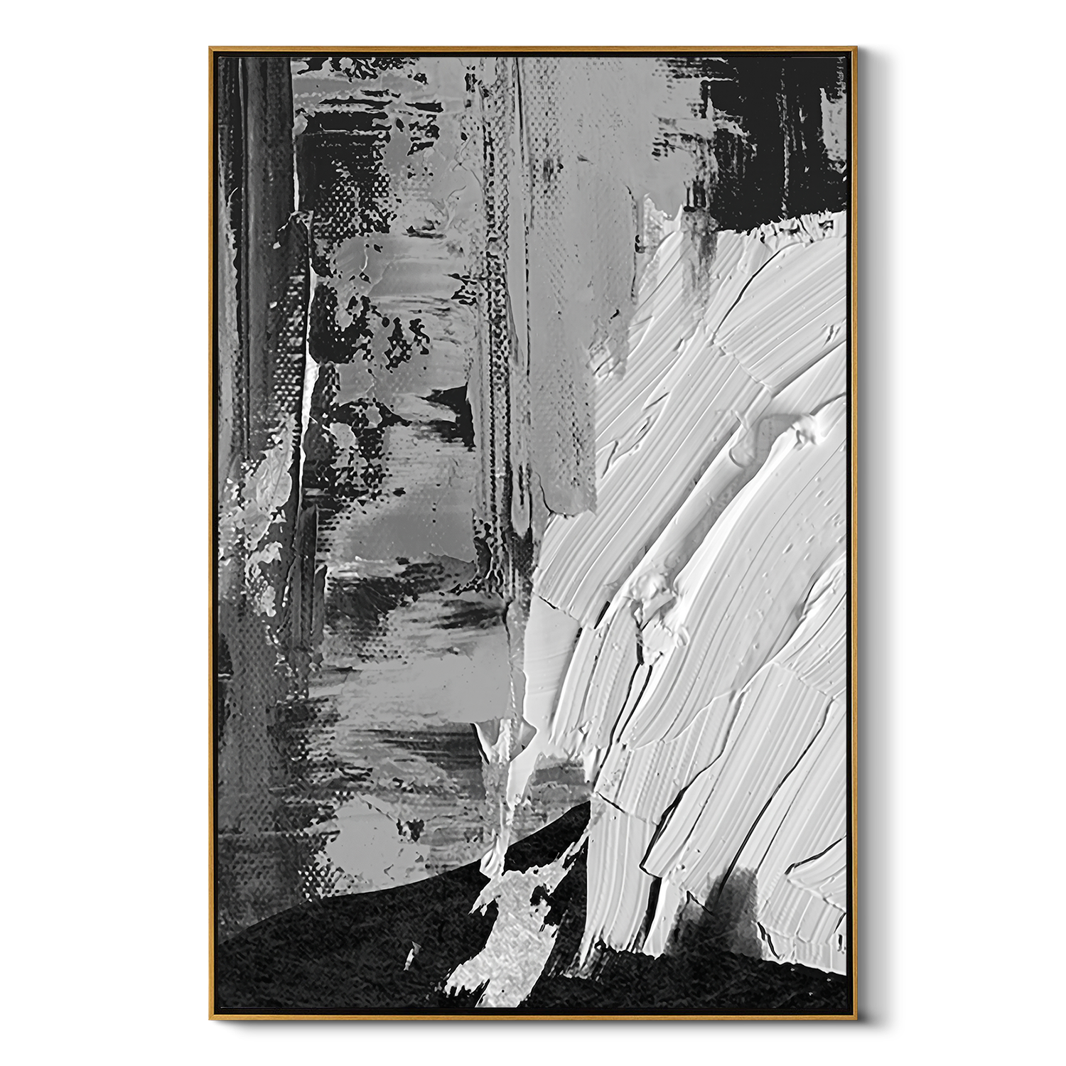 "Urban Tectonic" – 3D Heavy Impasto Monochrome Abstract | Industrial Sculptural Statement Art