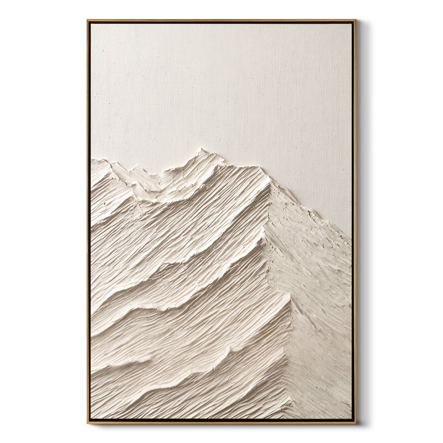 "Summit Silence" – 3D Heavy Impasto Mountain Relief | Vertical Minimalist Statement Art