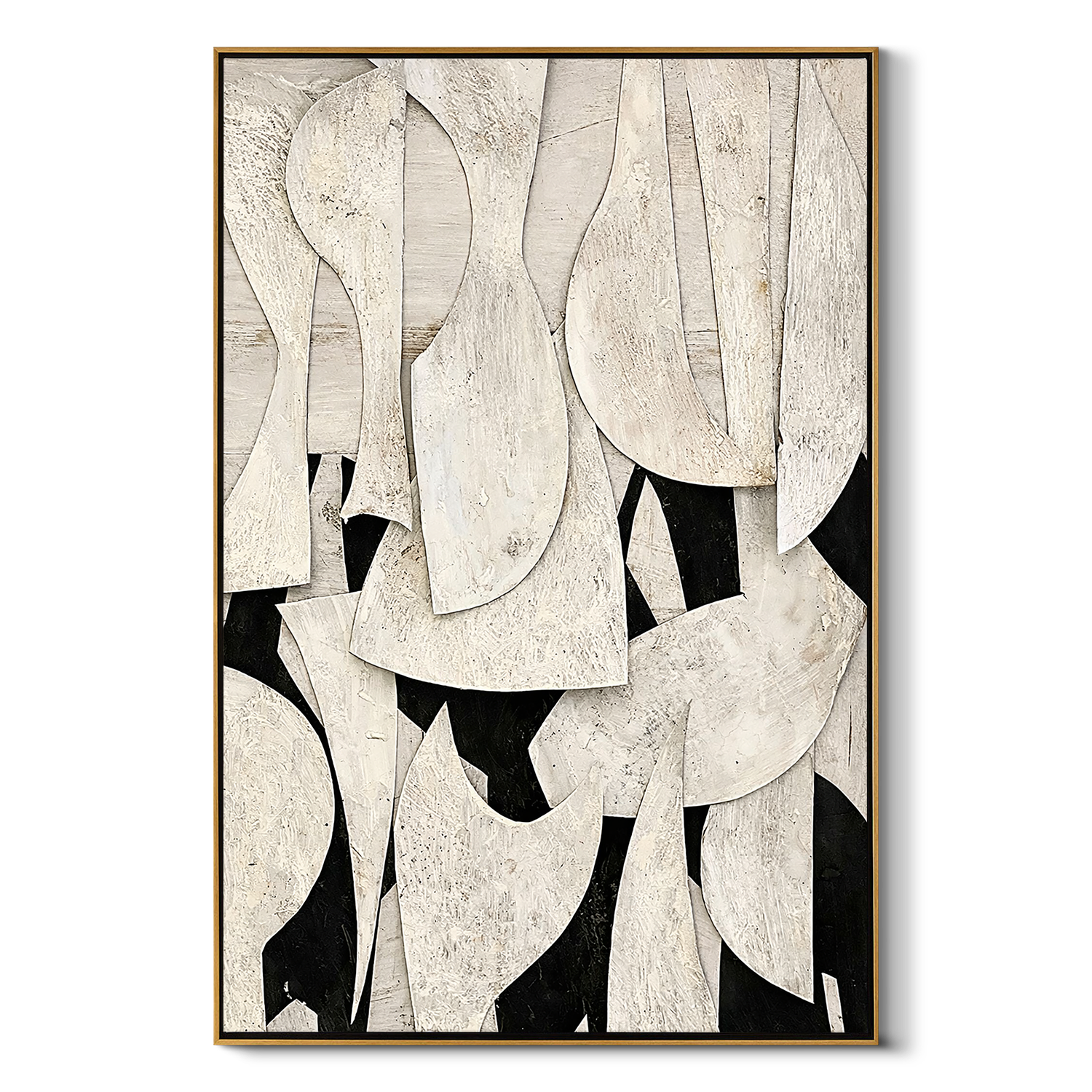 "Ethereal Shards" – Modern 3D Layered Organic Relief | Sophisticated Monochrome Statement Art