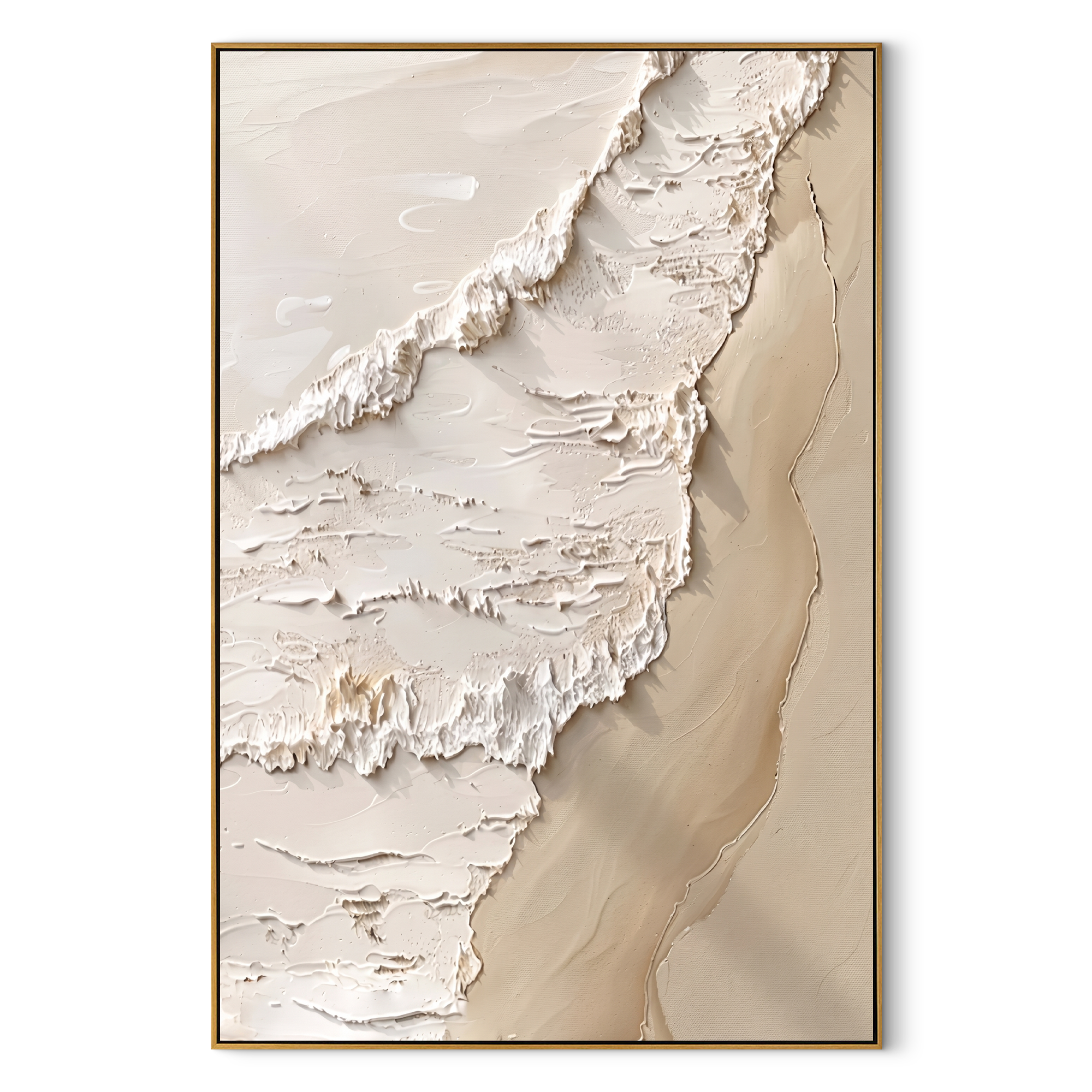 "Coastal Whisper" – Minimalist 3D Textured Wave Canvas Art | Serene Bedroom Decor