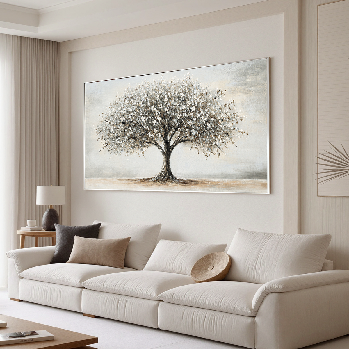 "Milk Blossom" - 3D Heavy Impasto Botanical | Black & Grey Botanical Art Statement Art