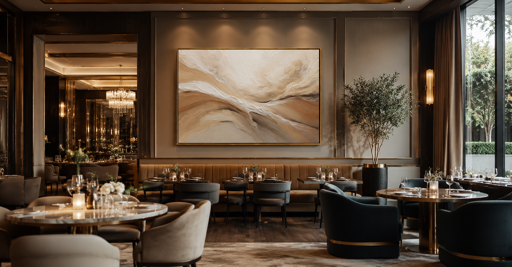 "Desert Drift" - Abstract Wabi-Sabi Landscape Painting | Beige Brown & White Horizontal Wall Art