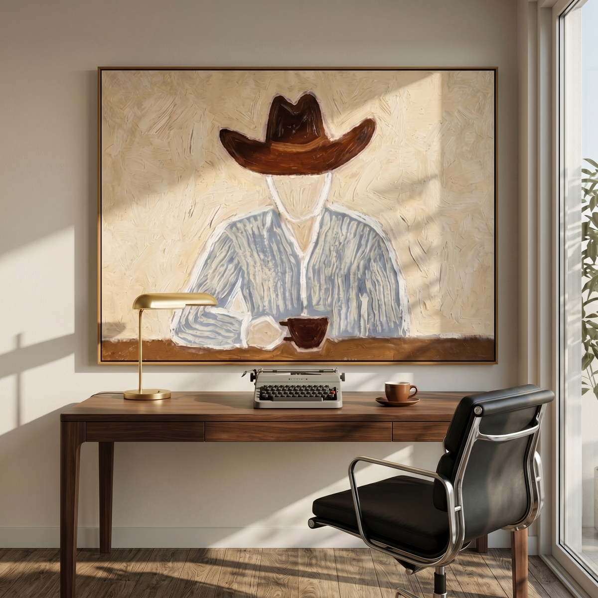 Brown Hat Morning Coffee - Vintage Americana wall art image 5
