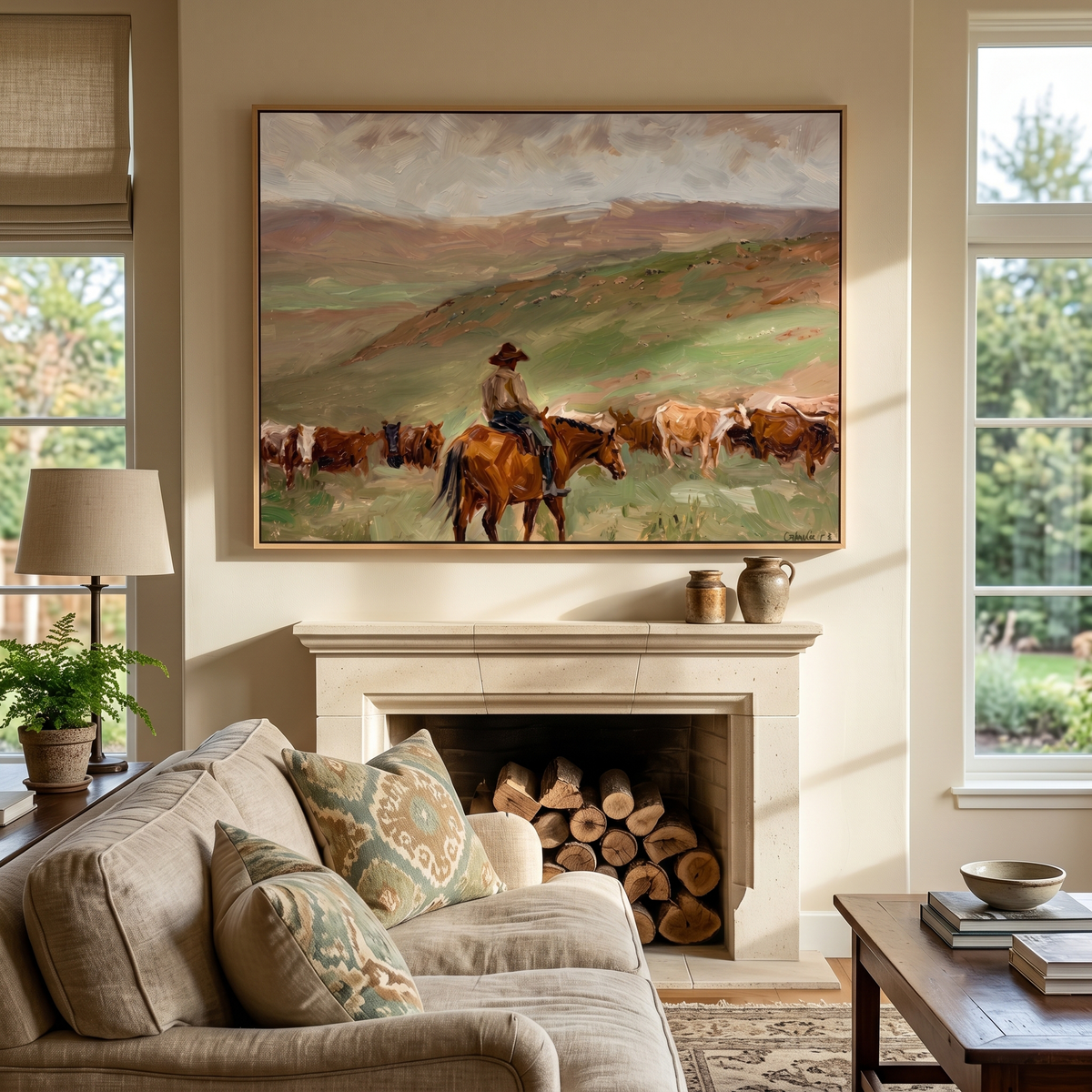 Herd Moves Under Rain - Vintage Americana wall art image 4
