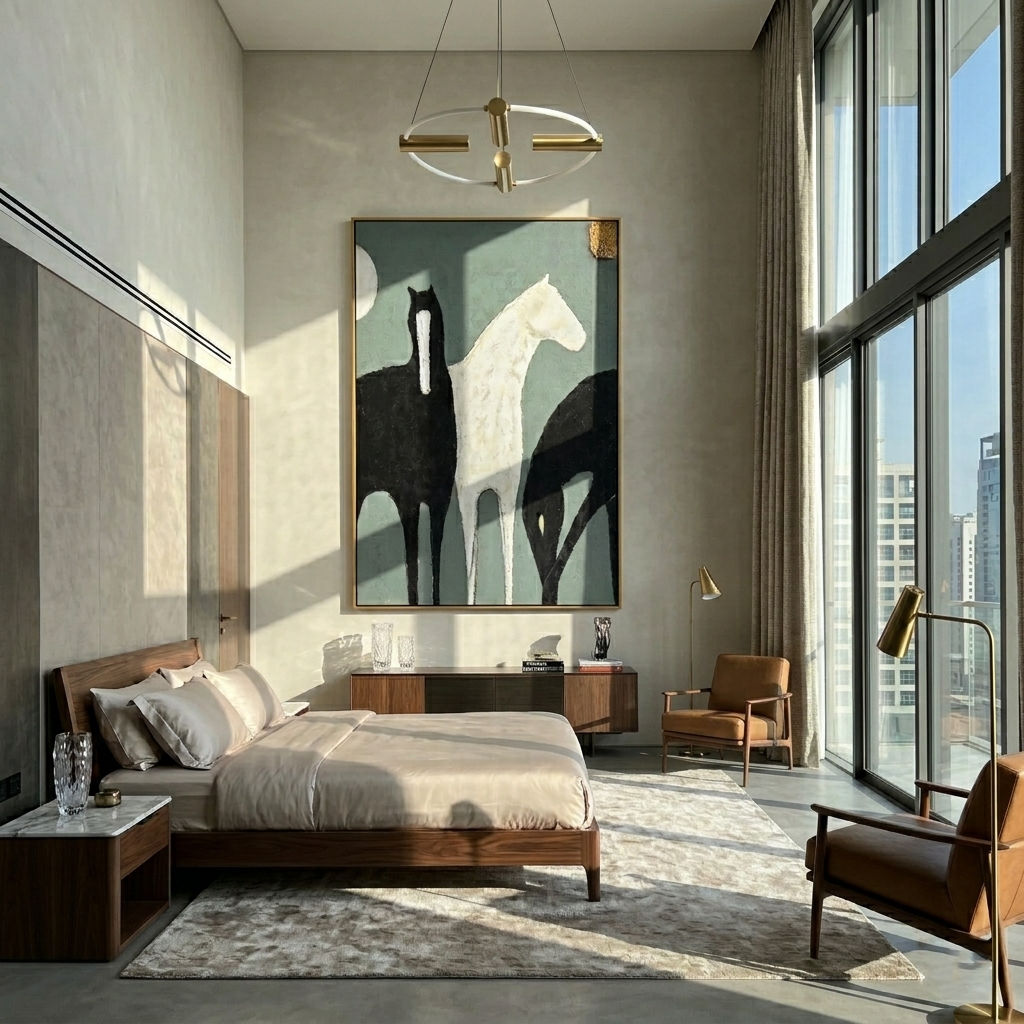 Moon Watches Three Horses - Vintage Americana wall art image 4