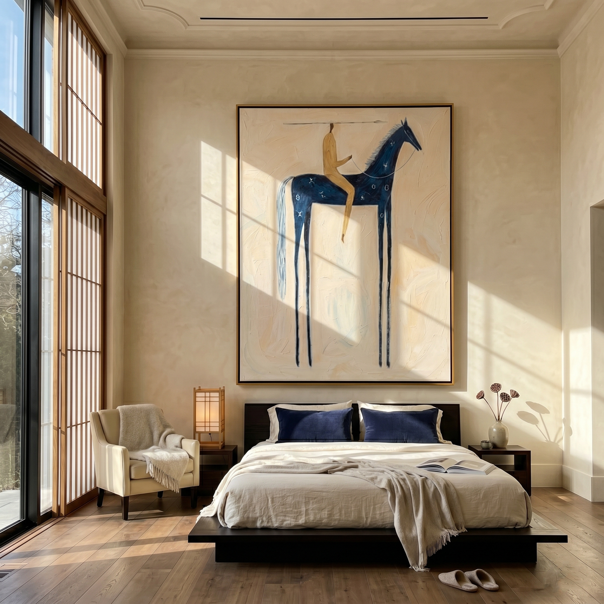 Blue Horse Crosses Cream - Vintage Americana wall art image 3