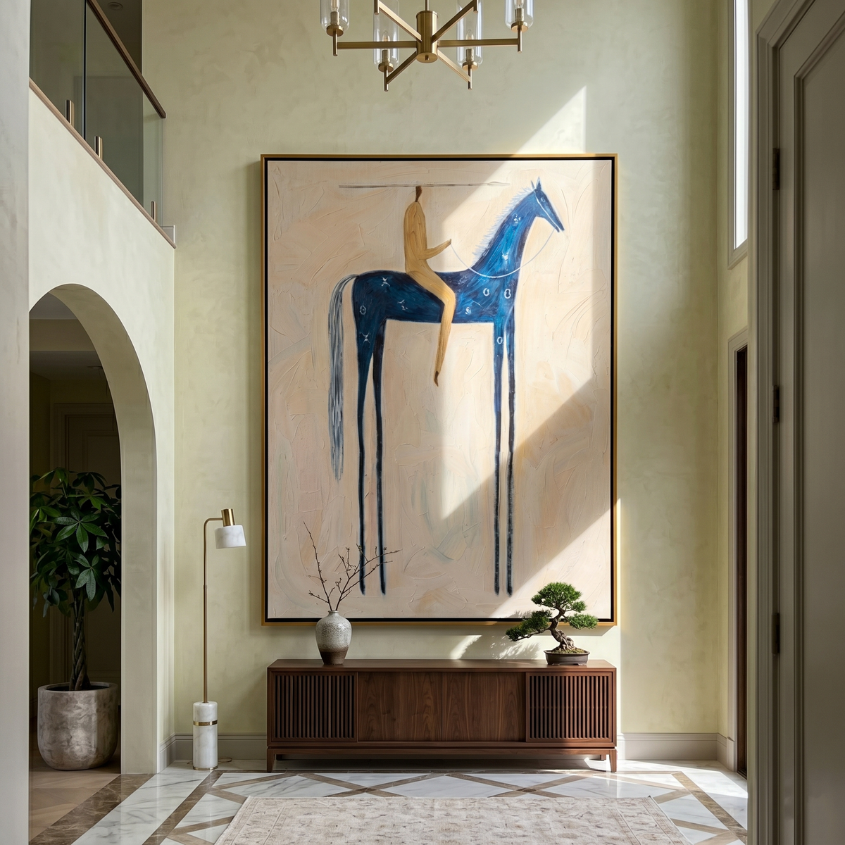 Blue Horse Crosses Cream - Vintage Americana wall art image 4