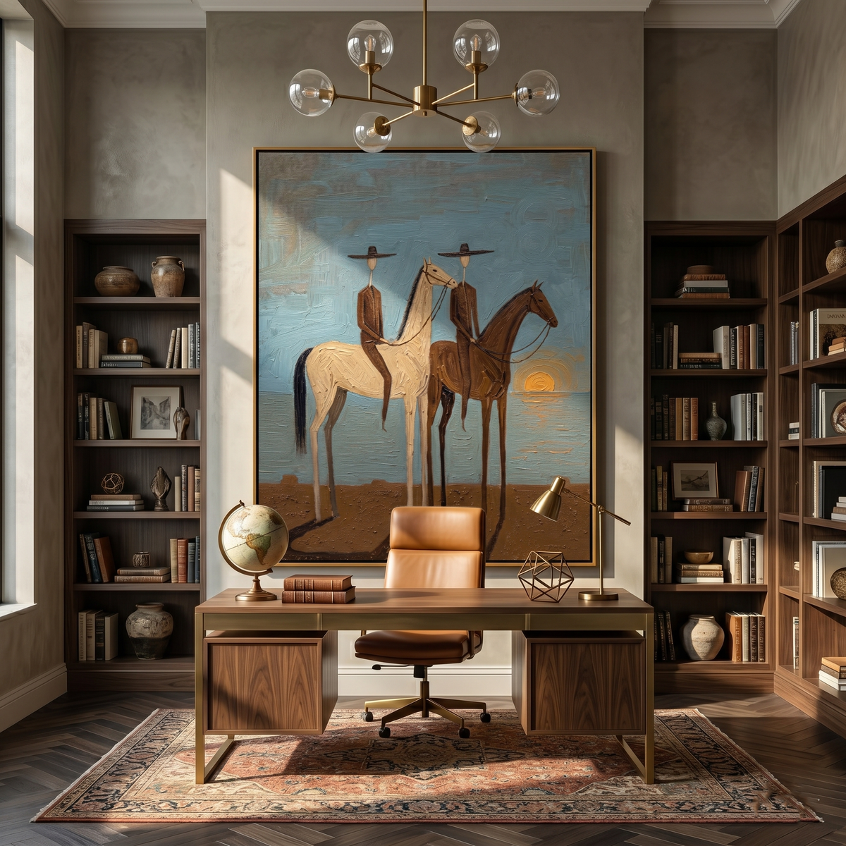 Two Riders Catch Sunset - Vintage Americana wall art image 4