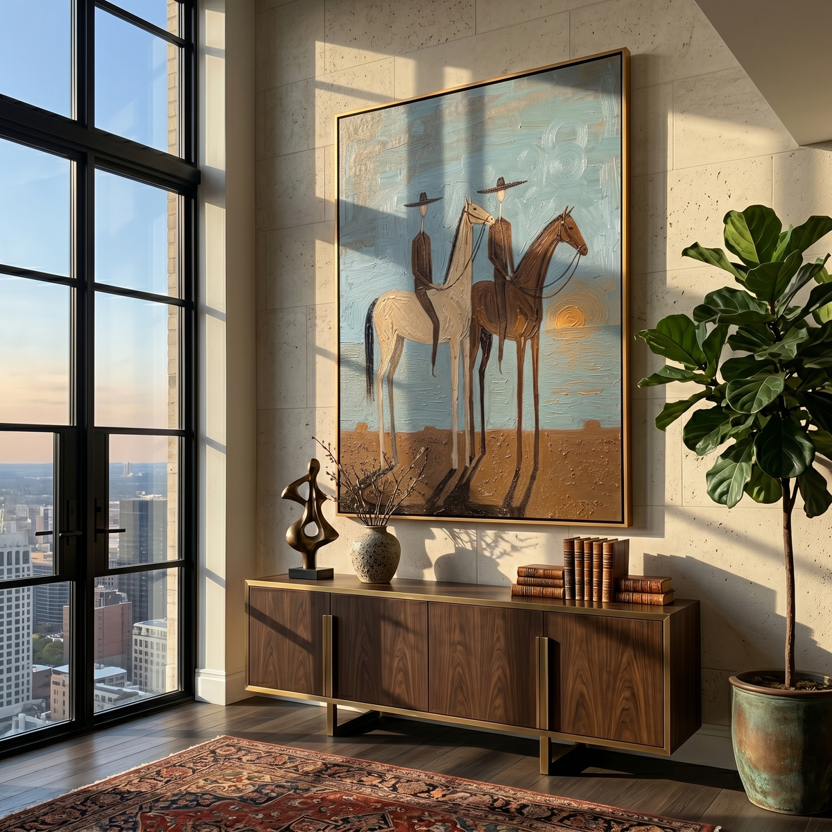 Two Riders Catch Sunset - Vintage Americana wall art image 5