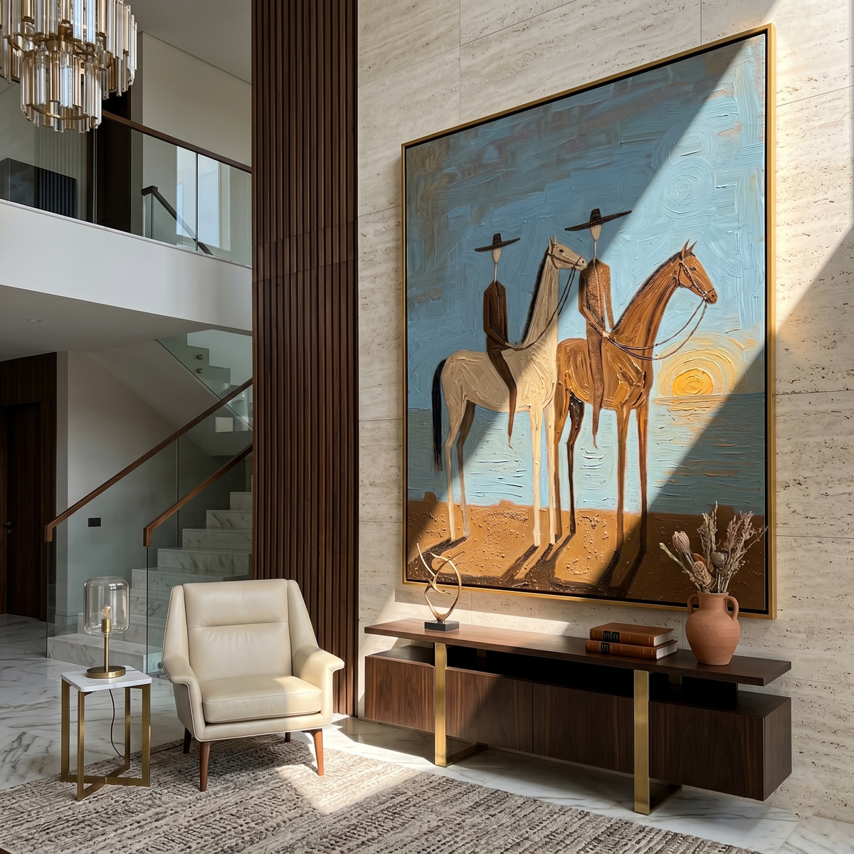 Two Riders Catch Sunset - Vintage Americana wall art image 6