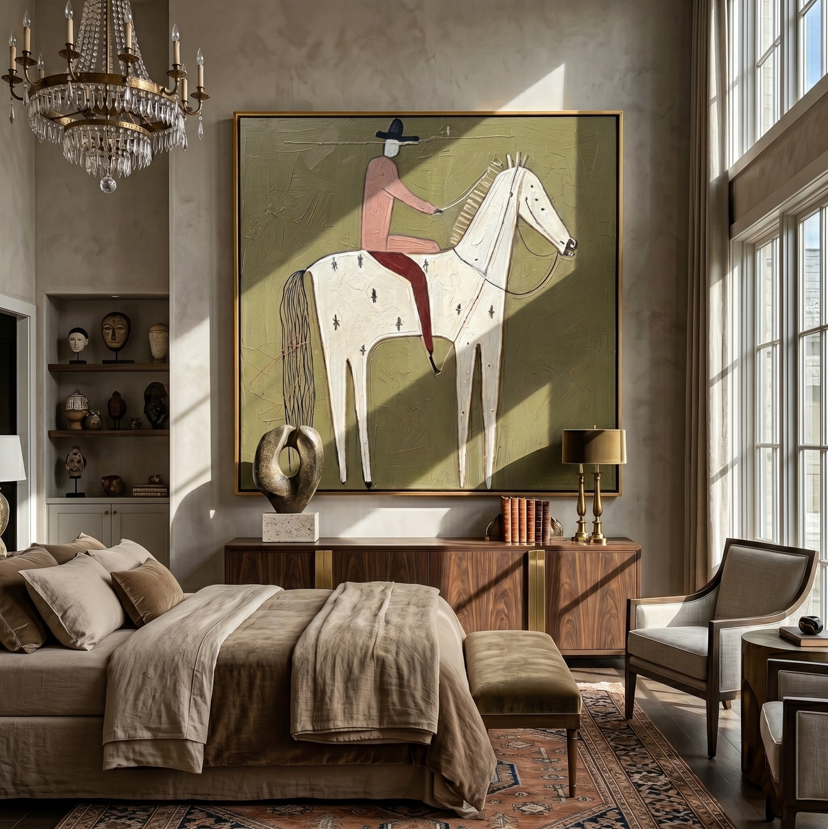 Pink Rider on Ivory - Vintage Americana wall art image 6