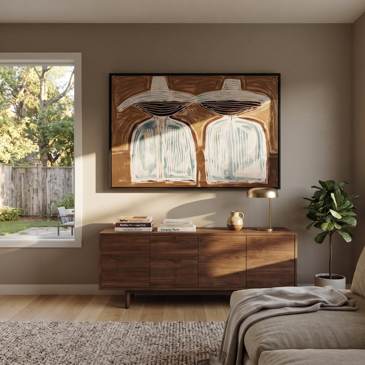 White Hats Float Brown - Vintage Americana wall art image 1