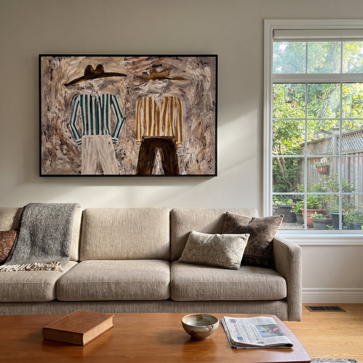 Green Stripes Meet Ochre - Vintage Americana wall art image 3