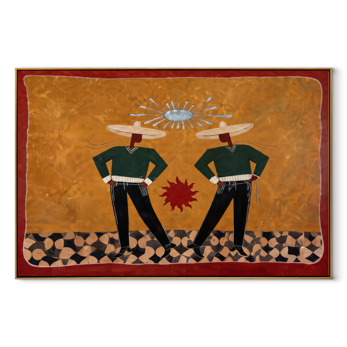 Twin Figures Frame Sun - Vintage Americana wall art image 2