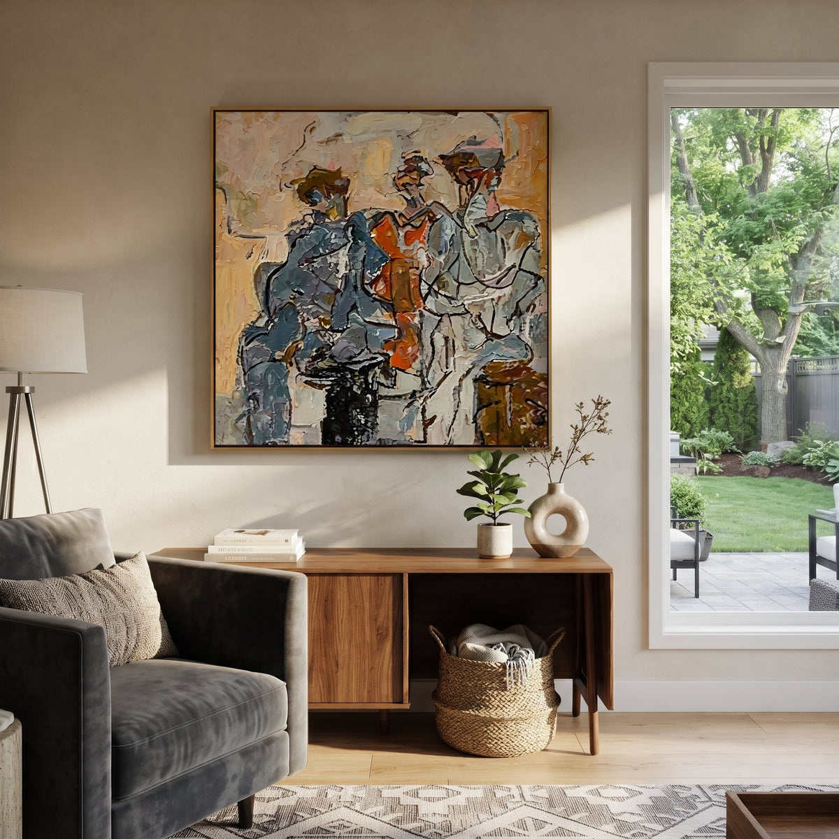 Three Musicians Gather Color - Vintage Americana wall art image 5