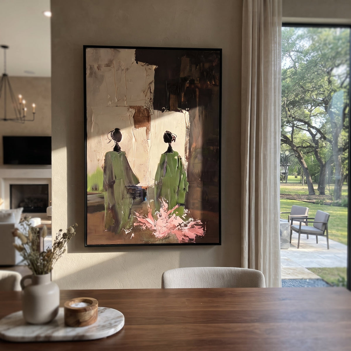 Green Figures Face Darkness - Vintage Americana wall art image 1