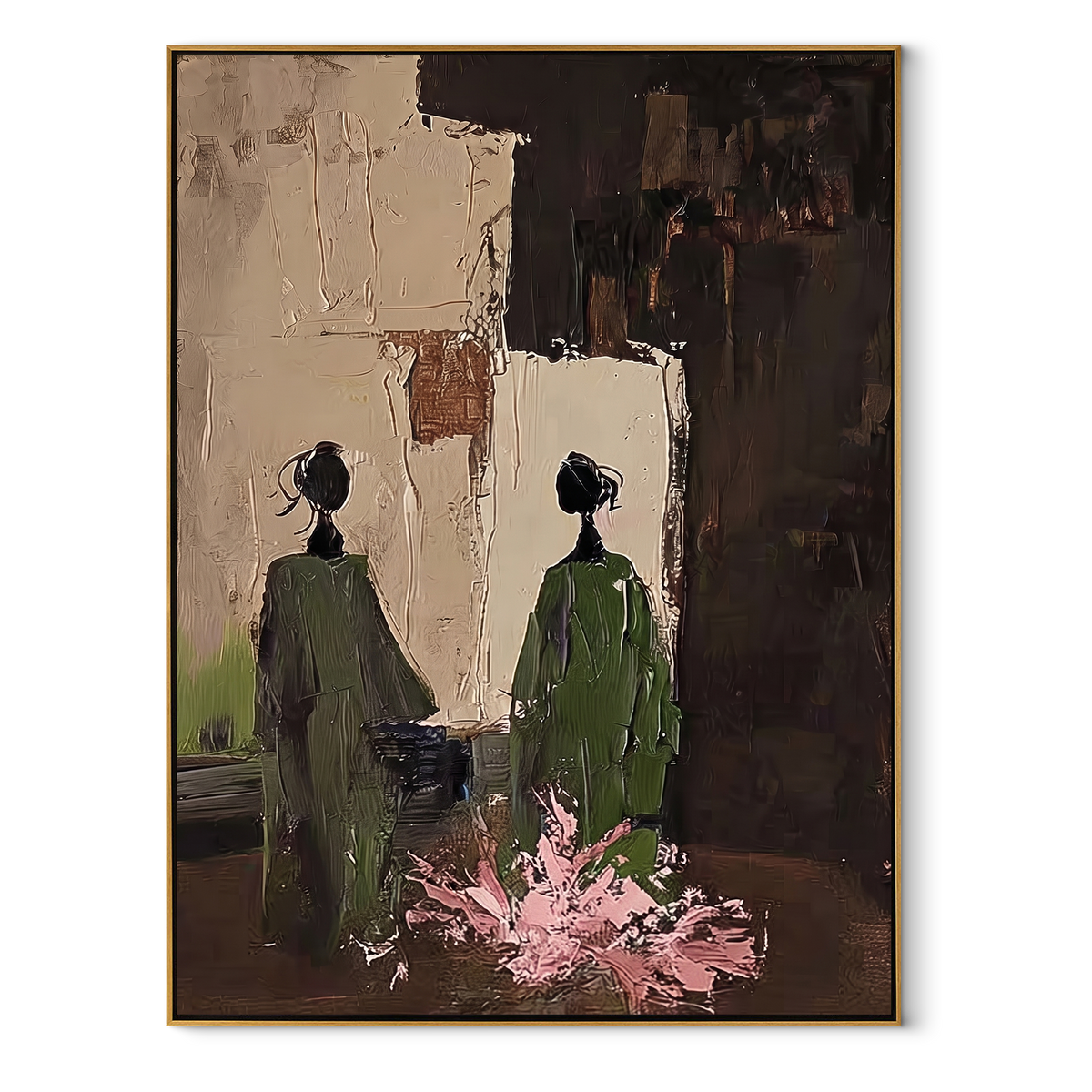 Green Figures Face Darkness - Vintage Americana wall art image 2