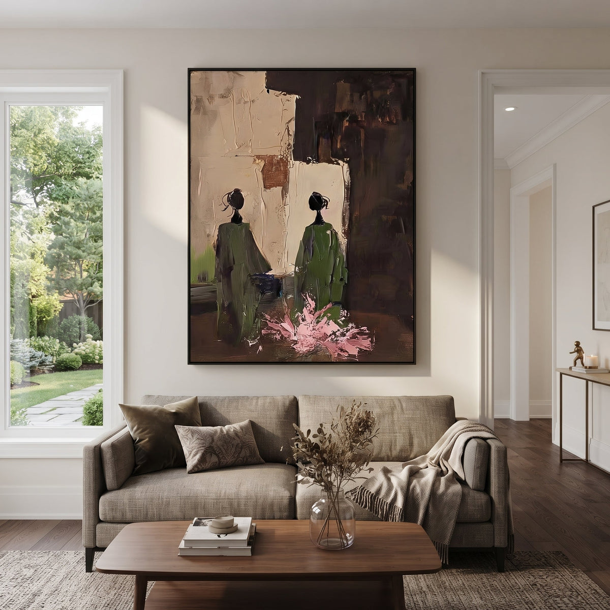 Green Figures Face Darkness - Vintage Americana wall art image 5