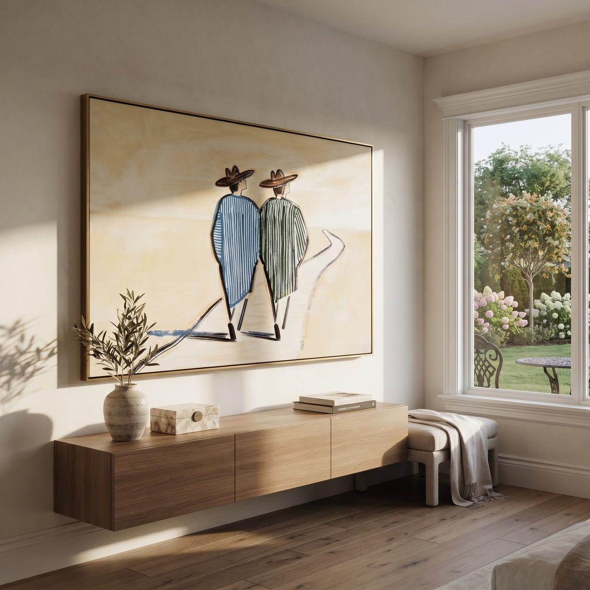 Two Figures Follow Road - Vintage Americana wall art image 4